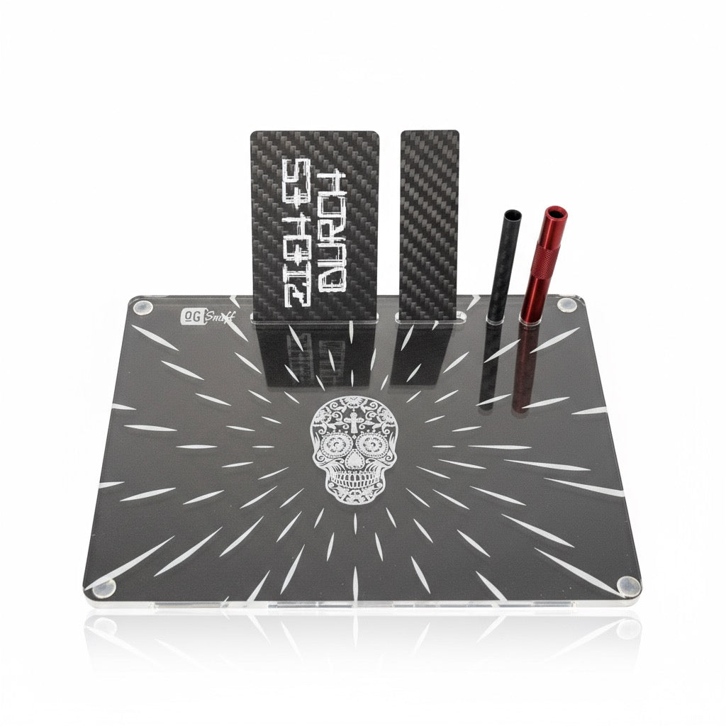 💀 OG SNUFF XXL SET Snuff Board „Skull Head“ – Präzision trifft Style – Leuchtendes Skull-Design 💀