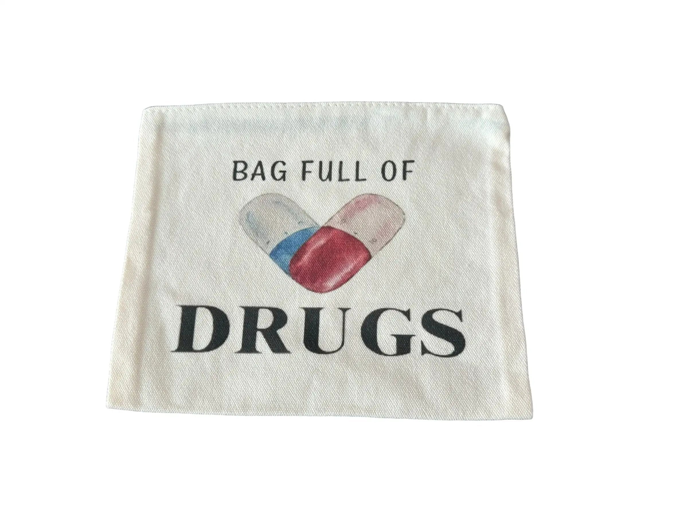 Canvas-Beutel mit „Bag Full of Drugs“ Aufdruck Beige - from DieBallerei