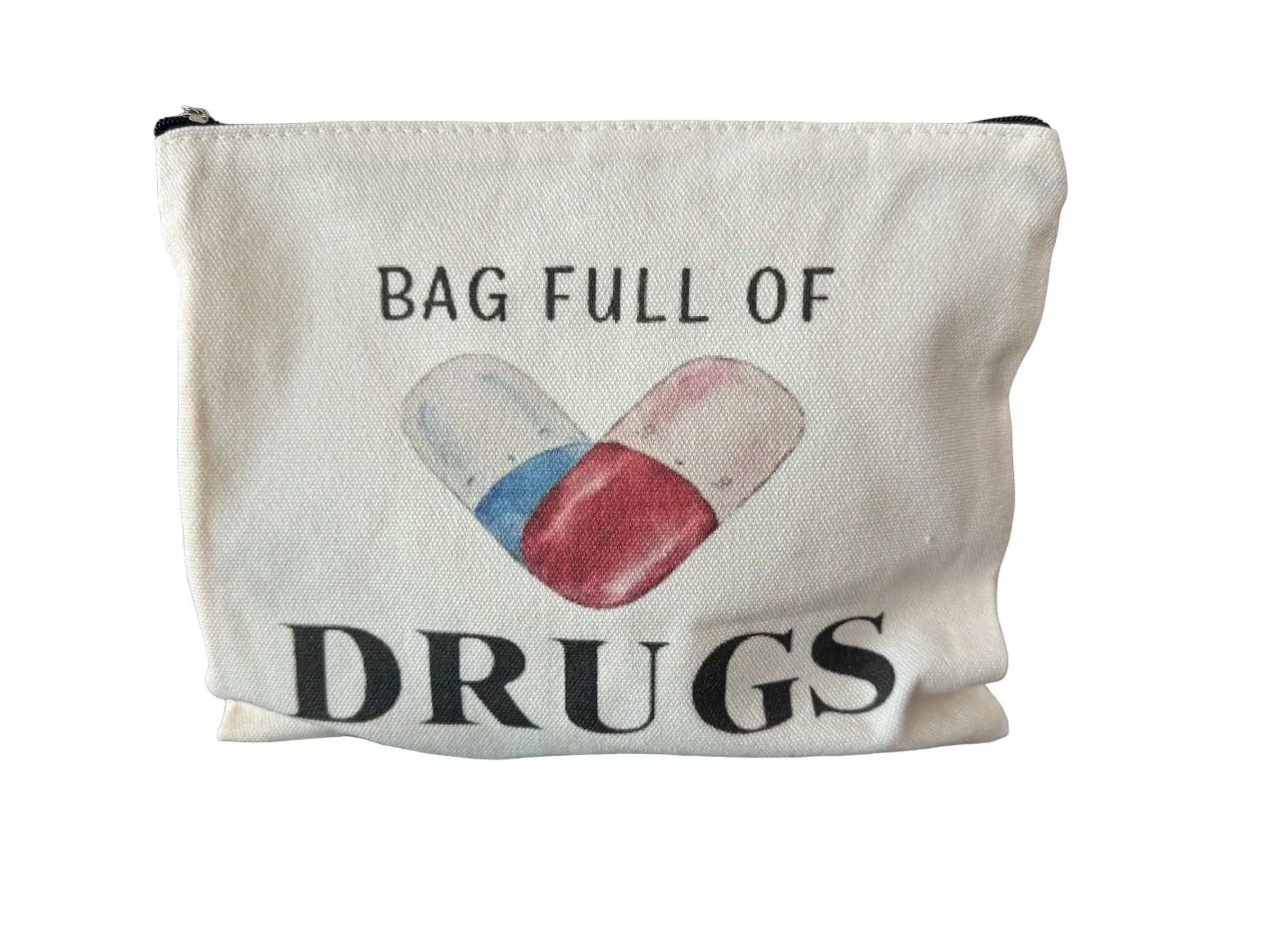 Canvas-Beutel mit „Bag Full of Drugs“ Aufdruck Beige - from DieBallerei