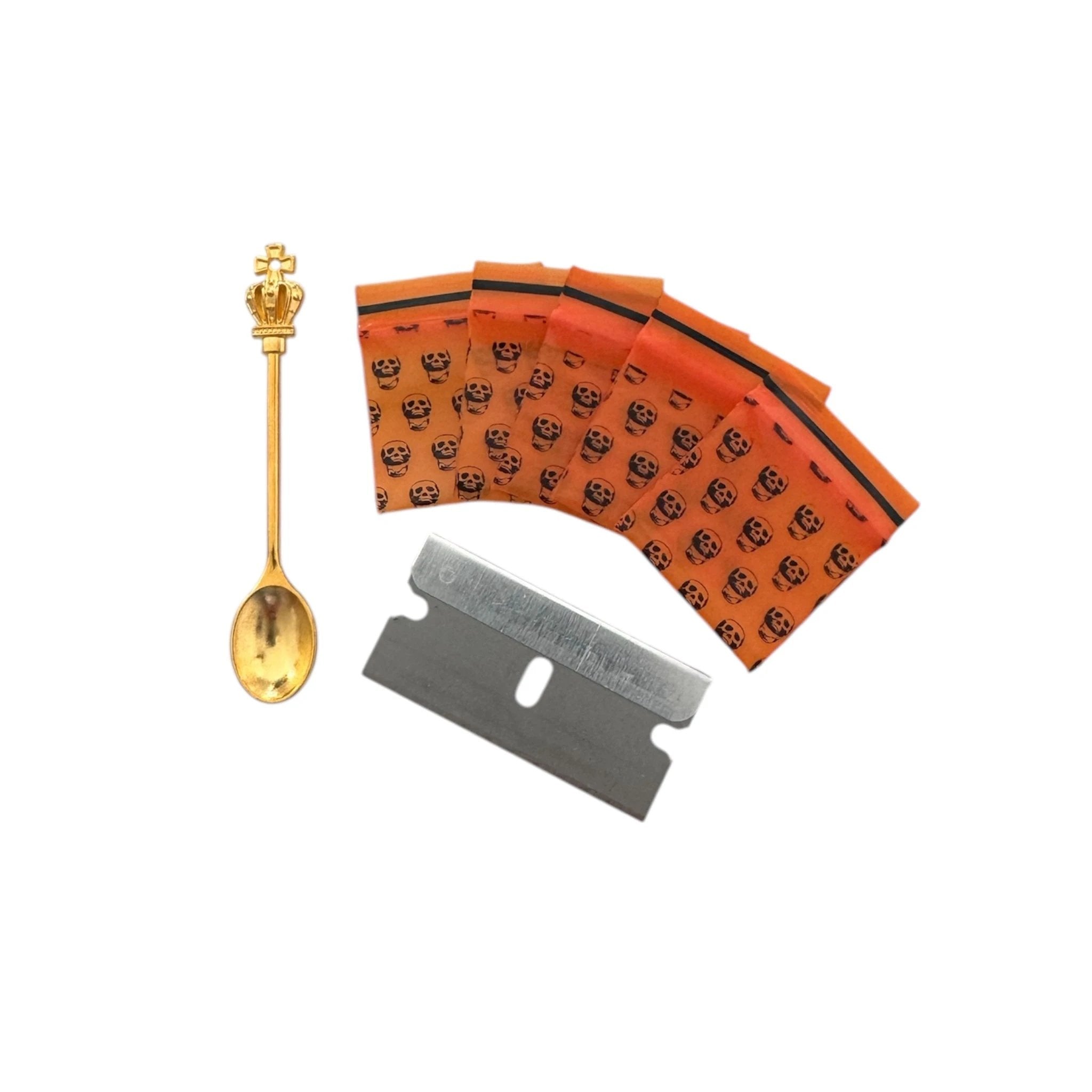 Pillendose/Box – 7 Farben zur Wahl – Inklusive Mini Zip Beutel, Klinge & Löffel mit Kronen Verzierung - from DieBallerei