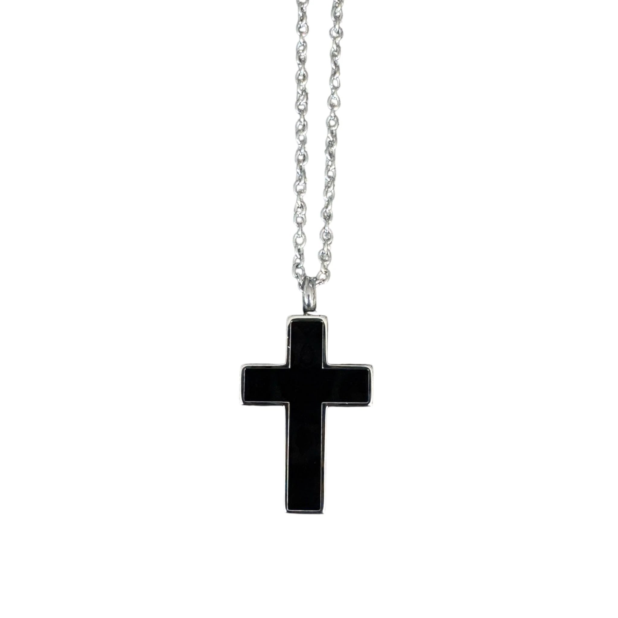 Kette mit schwarzem Kreuz-Anhänger – inkl. Mini-Trichter, ca. 31 cm - from DieBallerei