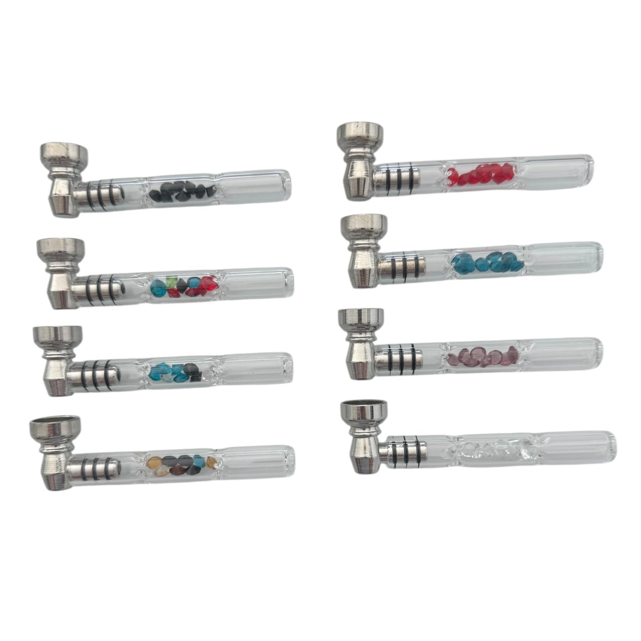 Glas-Pfeife 9 cm – mit Aluminium-Aufsatz, Filter & bunten Akzenten - from DieBallerei