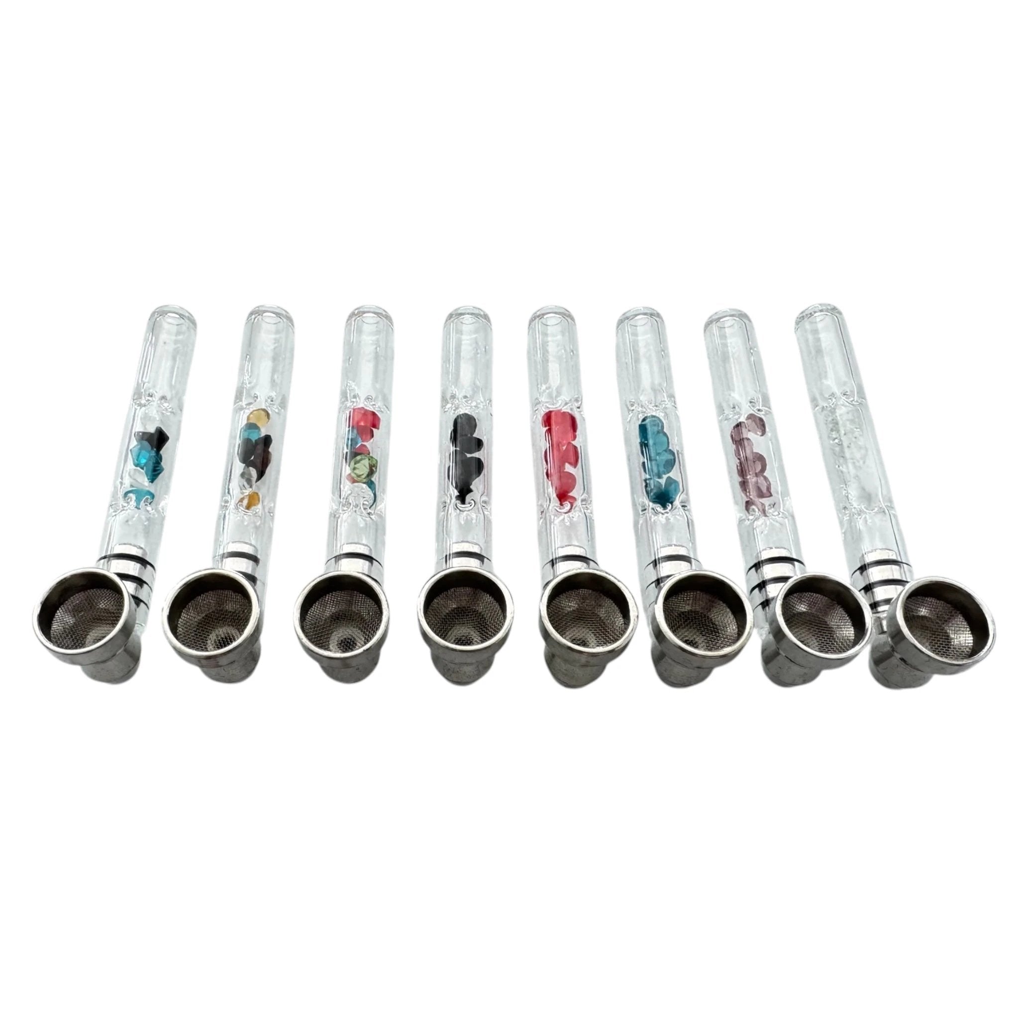 Glas-Pfeife 9 cm – mit Aluminium-Aufsatz, Filter & bunten Akzenten - from DieBallerei