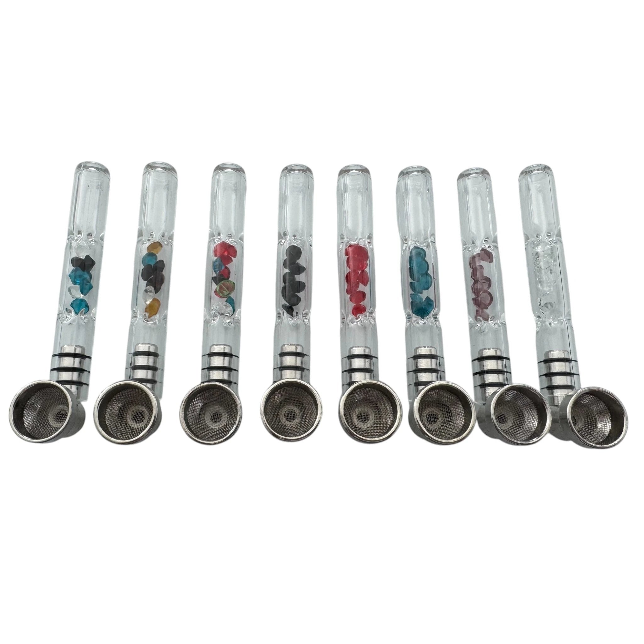 Glas-Pfeife 9 cm – mit Aluminium-Aufsatz, Filter & bunten Akzenten - from DieBallerei