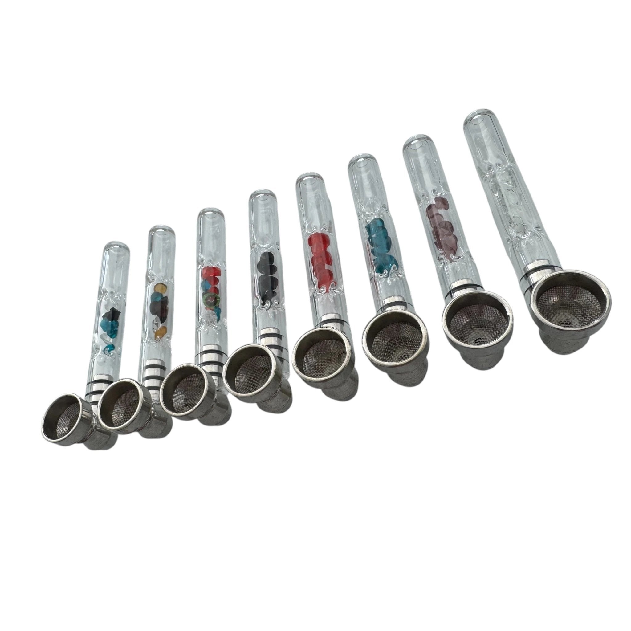 Glas-Pfeife 9 cm – mit Aluminium-Aufsatz, Filter & bunten Akzenten - from DieBallerei