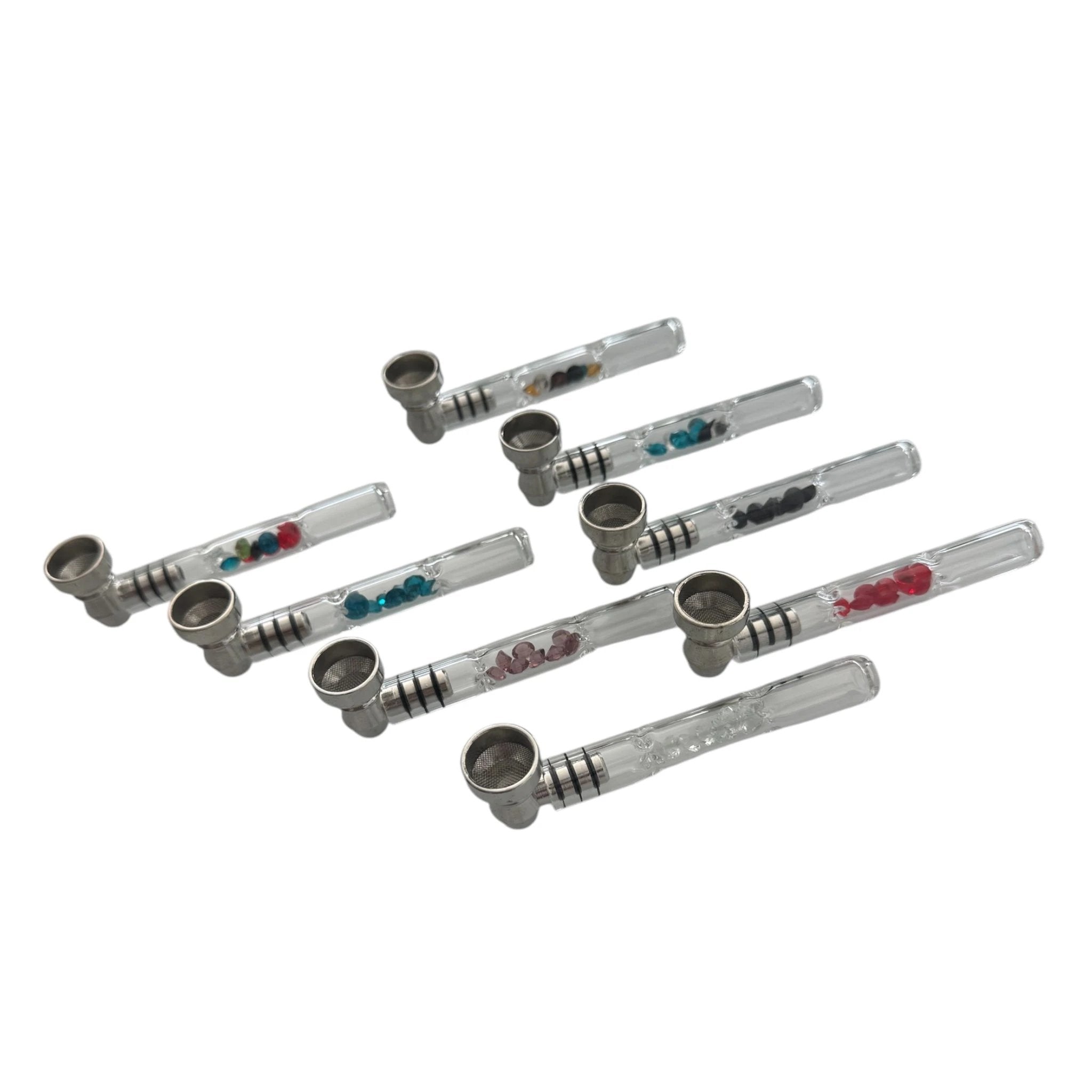 Glas-Pfeife 9 cm – mit Aluminium-Aufsatz, Filter & bunten Akzenten - from DieBallerei