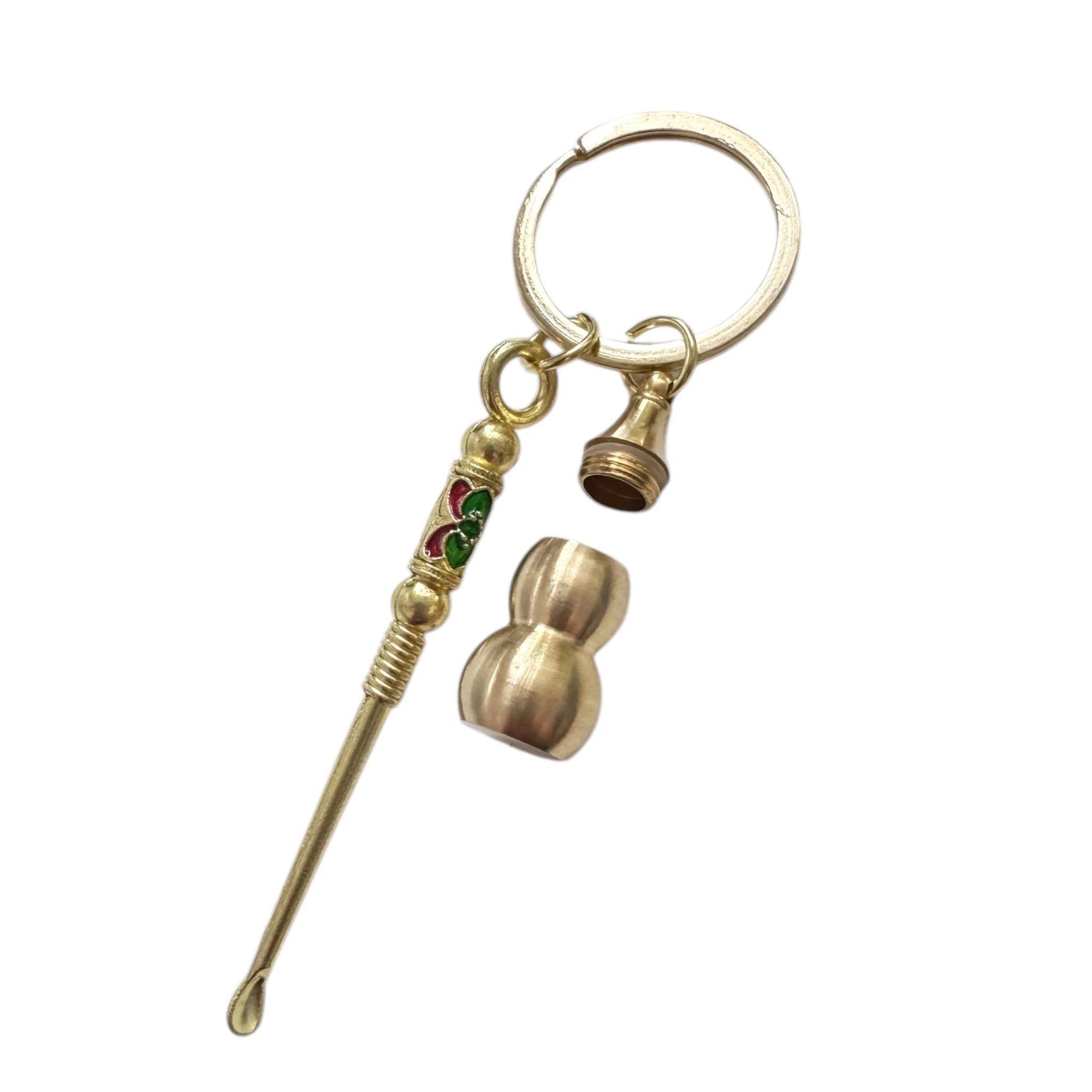 Mini-Löffel Schlüsselanhänger „Ornament“ Rot/Grün mit Geheimfach – Für bunte Momente unterwegs - from DieBallerei