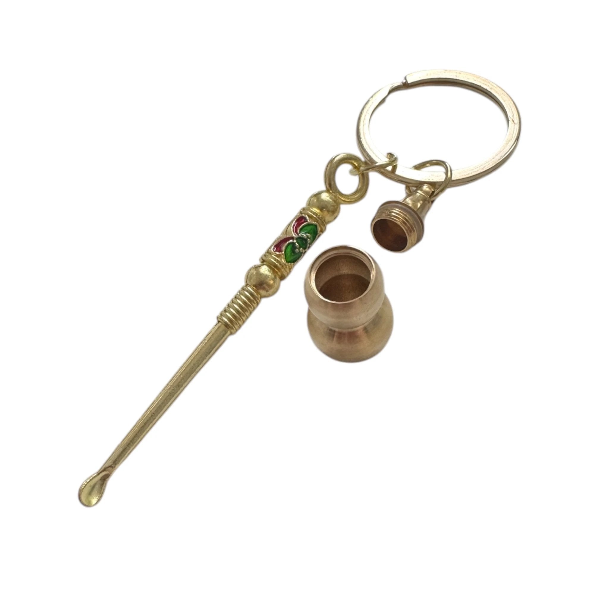 Mini-Löffel Schlüsselanhänger „Ornament“ Rot/Grün mit Geheimfach – Für bunte Momente unterwegs - from DieBallerei