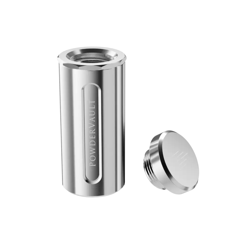PowderVault Pulver-Dosierer – Präzision und Stil in Einem! Chrome / Silber - Grinder from DieBallerei