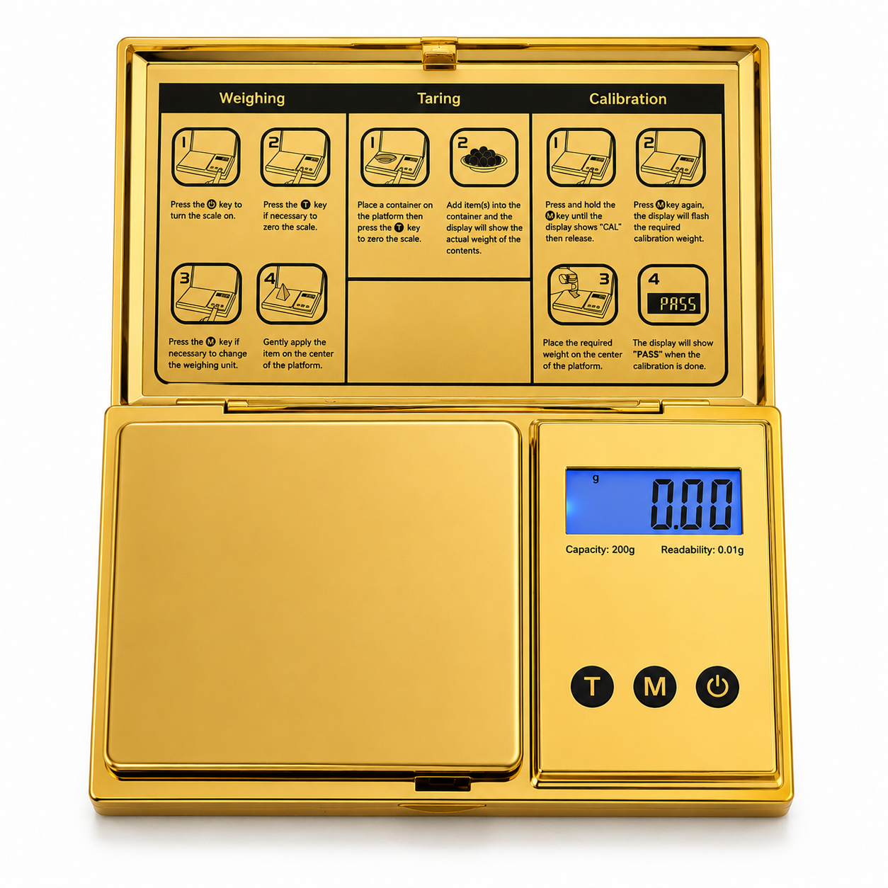 ✨ Präzisions-Taschenwaage 200 g / 0,01 g – Gold Edition Präzision trifft auf elegantes Design 🖤✨