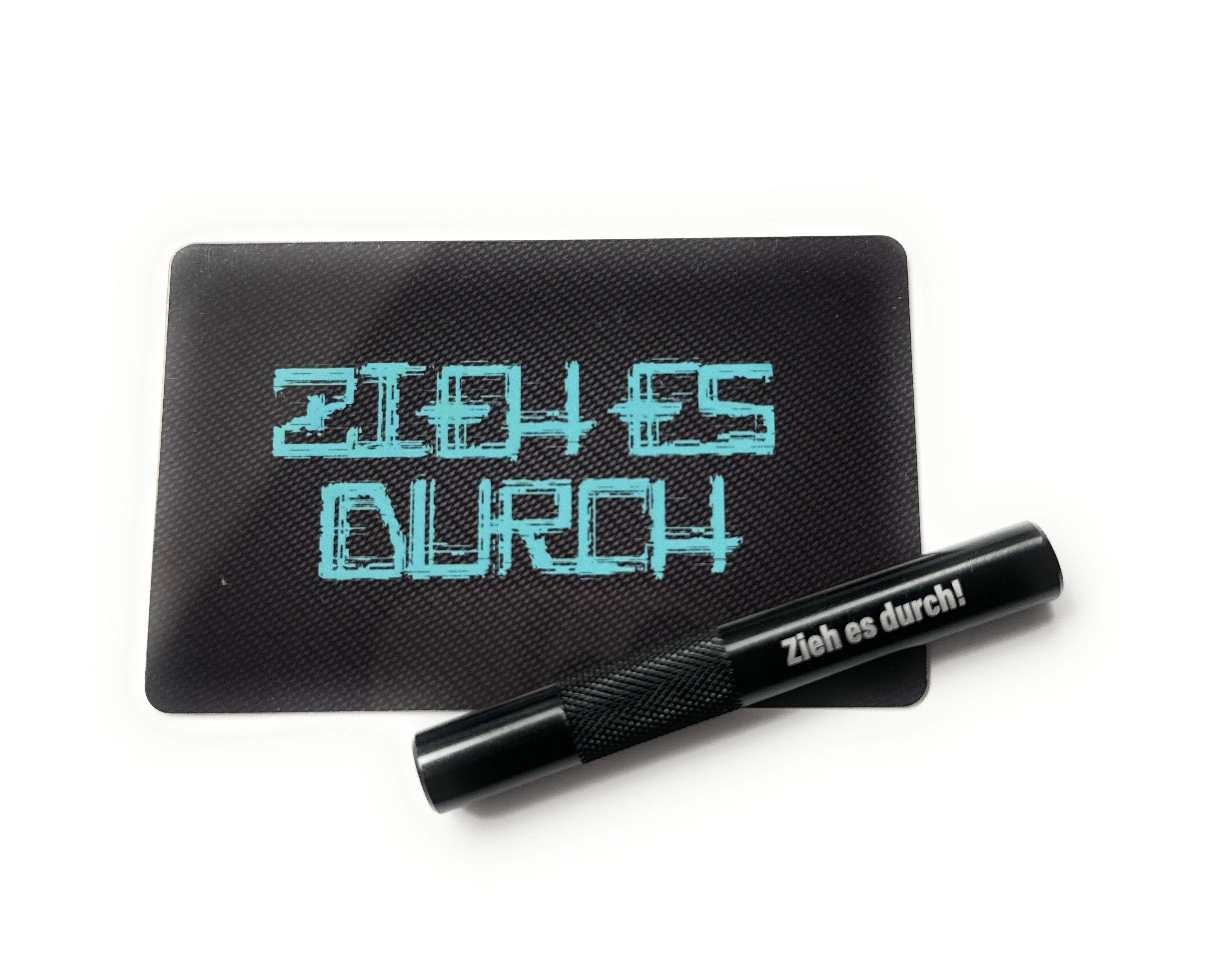 Röhrchen-Set „Zieh es durch blau“ – Alu-Röhrchen mit Gravur & Hack-Karte - from DieBallerei