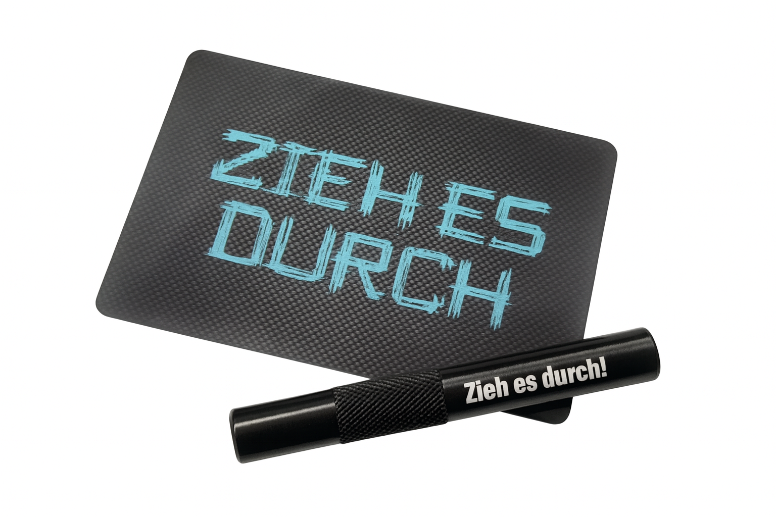 Röhrchen-Set „Zieh es durch blau“ – Alu-Röhrchen mit Gravur & Hack-Karte - from DieBallerei
