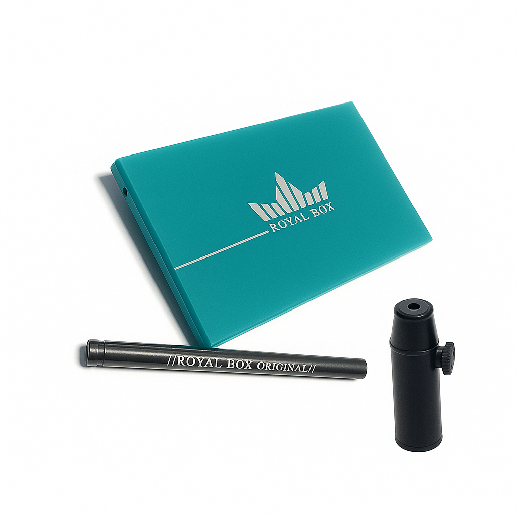 Royal Box mit integriertem Röhrchen – Kompakt, Stilvoll & Vielseitig (Türkis)