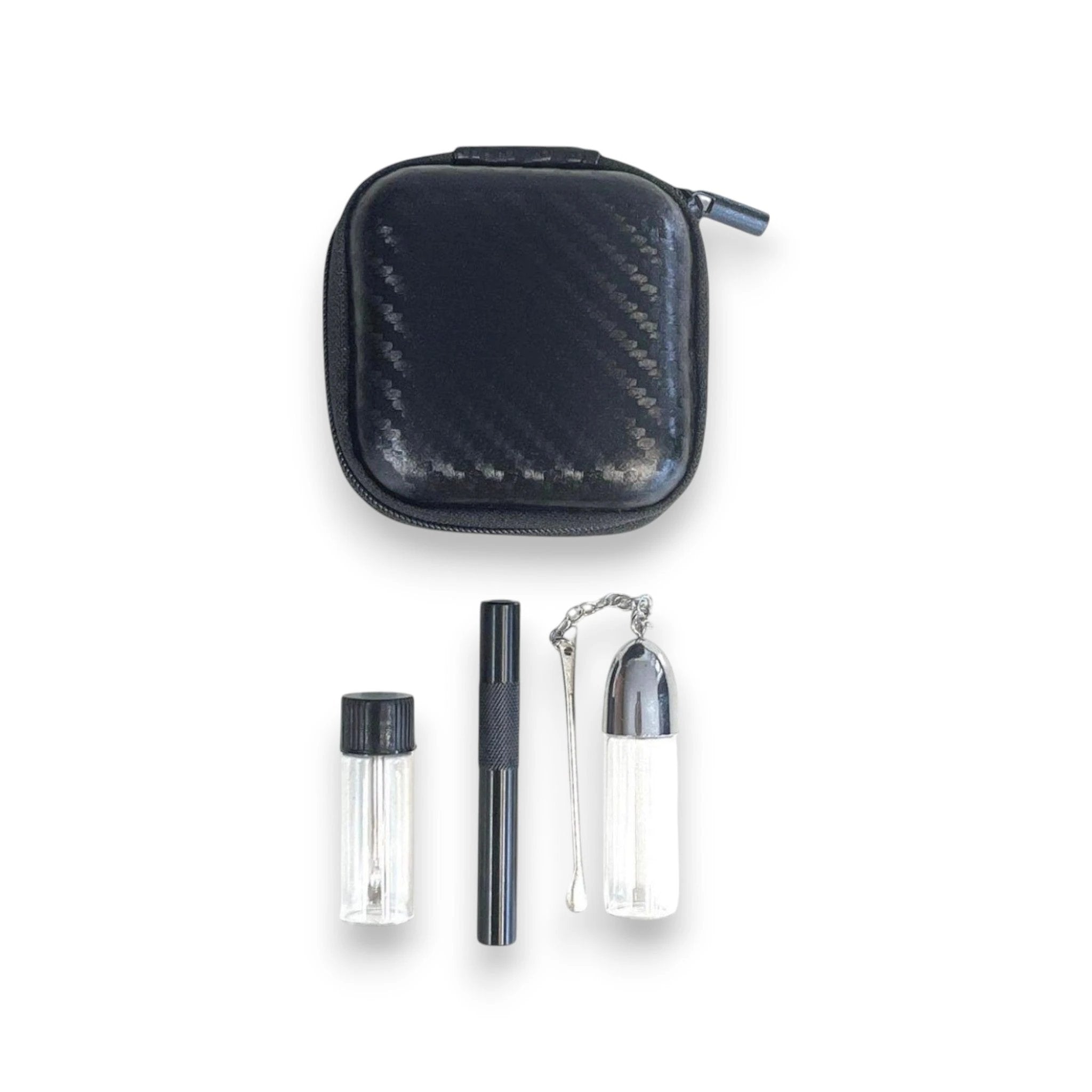 Set Black Carbon – Edles Soft Case mit Spender & Röhrchen - from DieBallerei