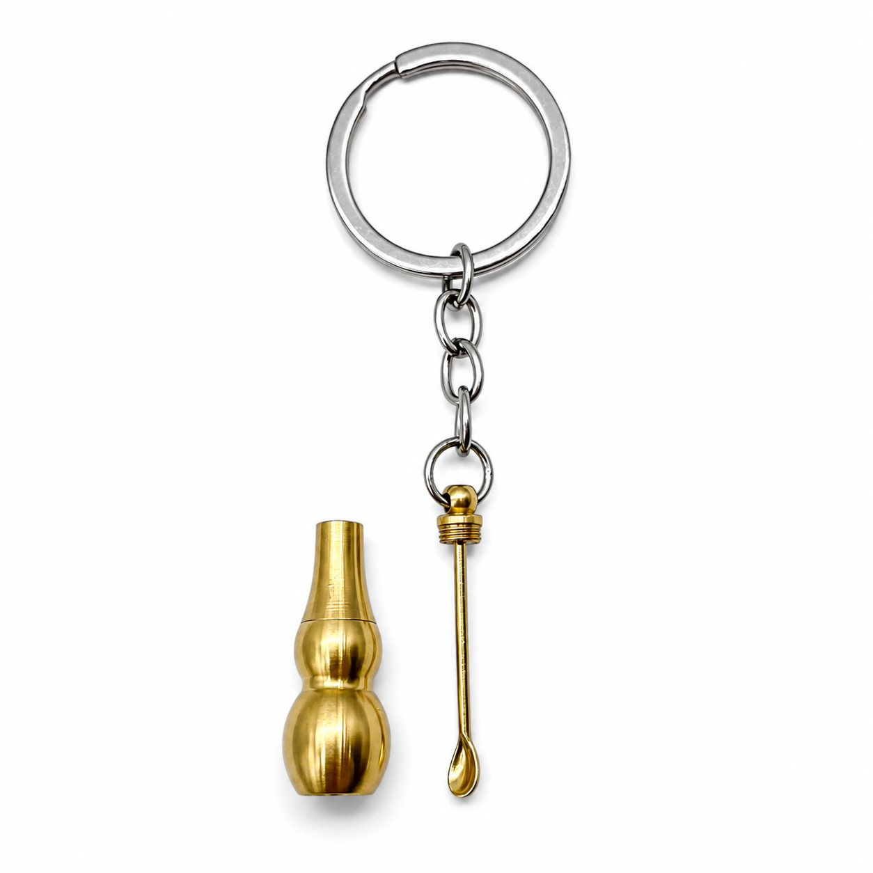 Schlüsselanhänger Gold mit integriertem Mini-Löffel – kompakt, edel, immer dabei