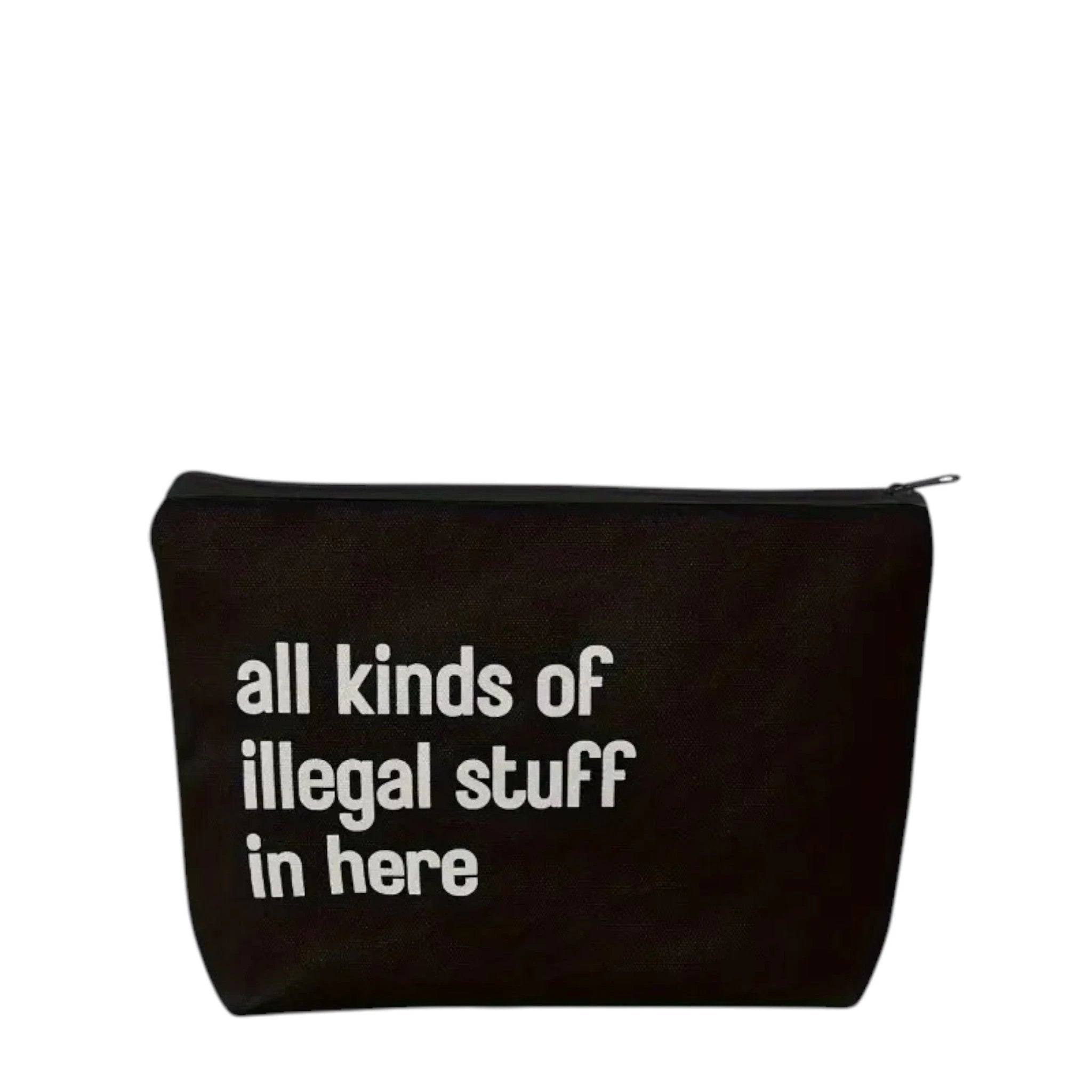 Schwarze Aufbewahrungstasche/Make-Up Bag – "All kinds of illegal stuff in here" - from DieBallerei