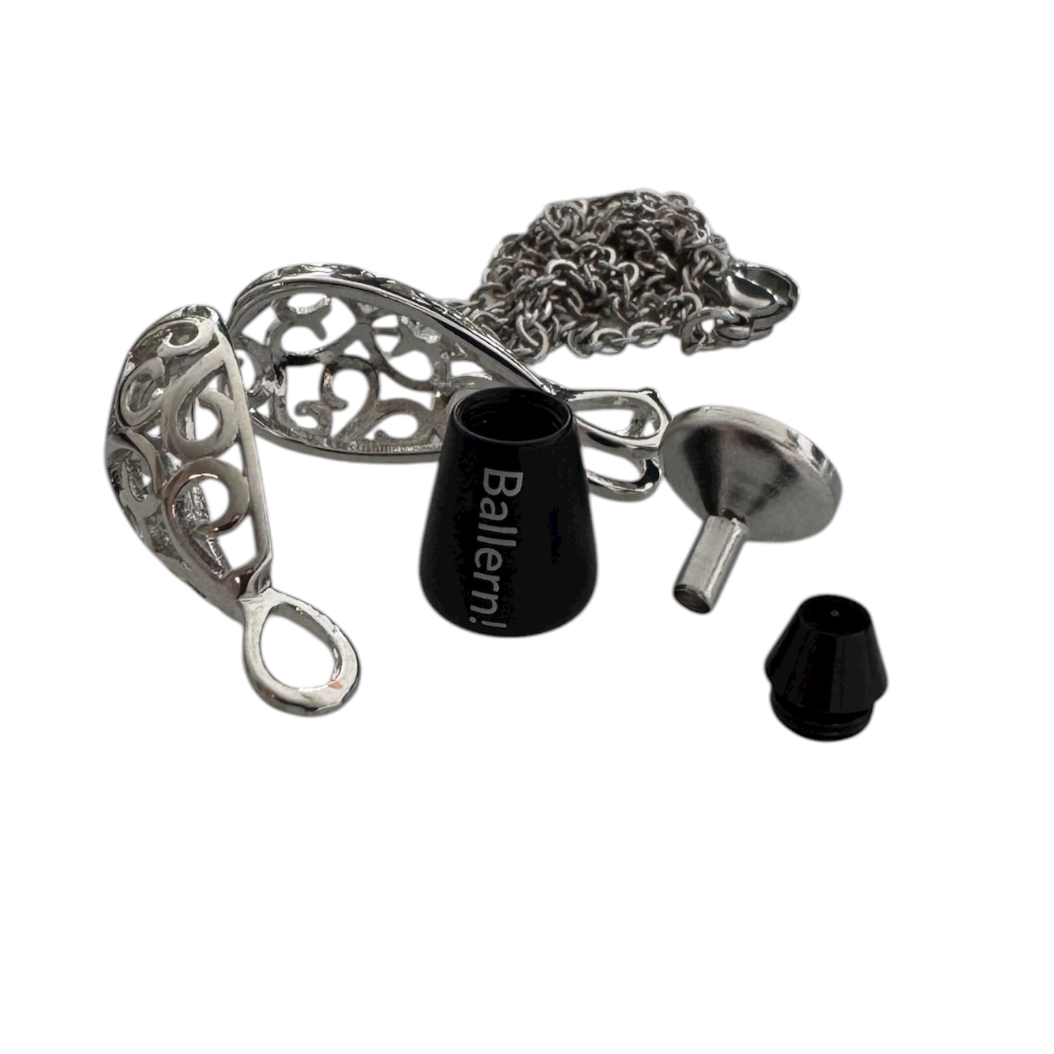 Secret Drop Kette – Silber/Schwarz (mit „Ballern!” Innenfach)