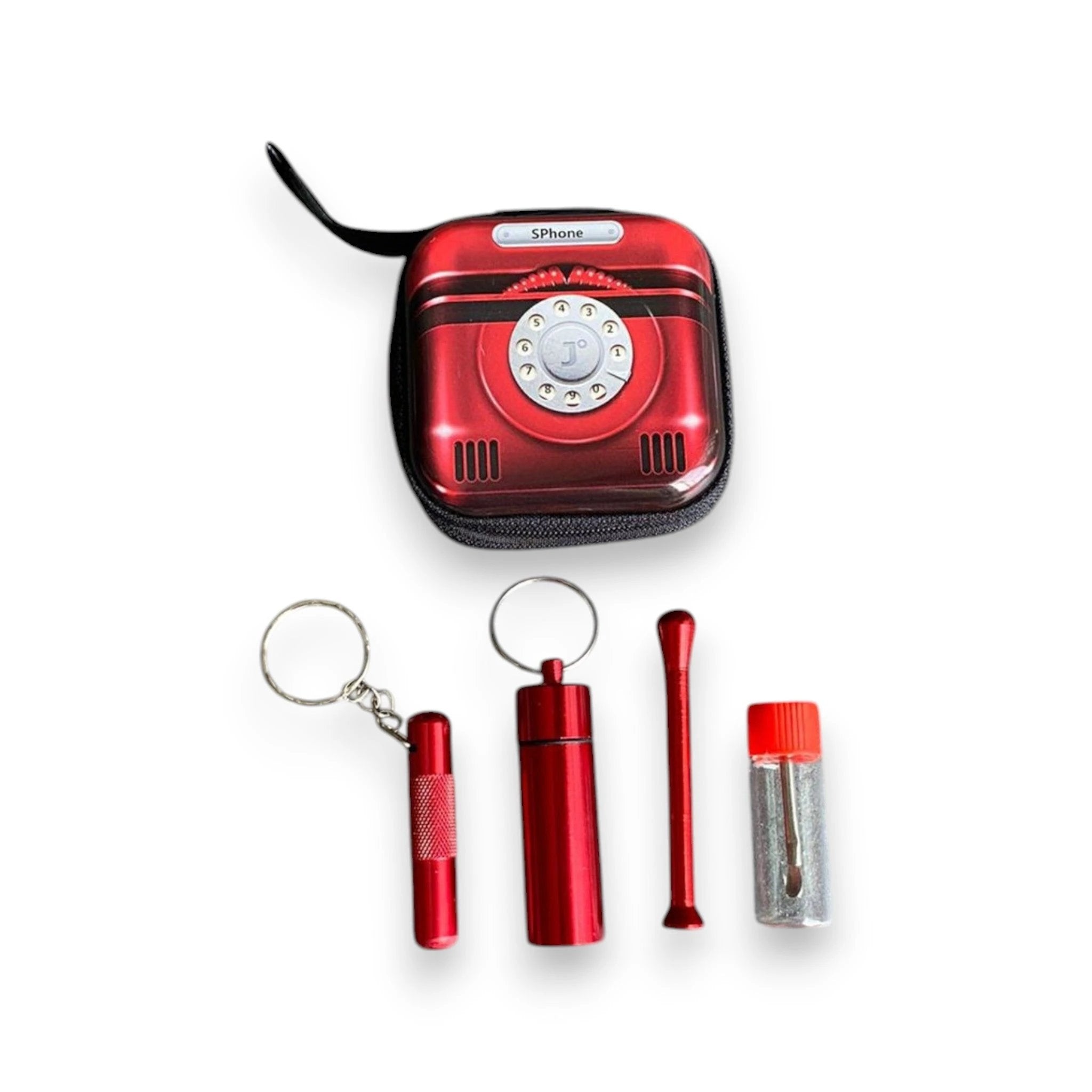 Set "Retro Telefon" – Stylisches Zubehör im nostalgischen Hard Case rot - from DieBallerei