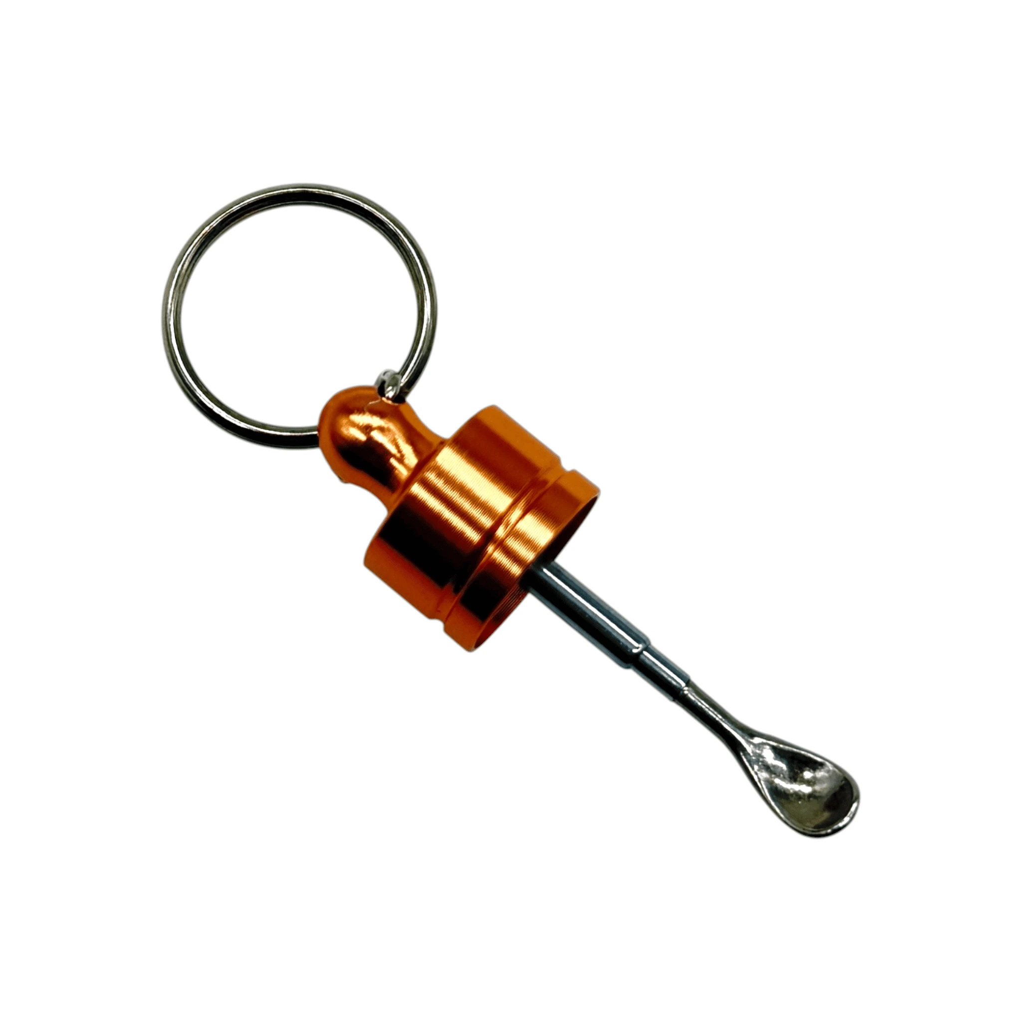 Stabiler Spender mit Teleskoplöffel – Schlüsselanhänger Braun mit Gold oder Rosé-Gold Deckel - from DieBallerei