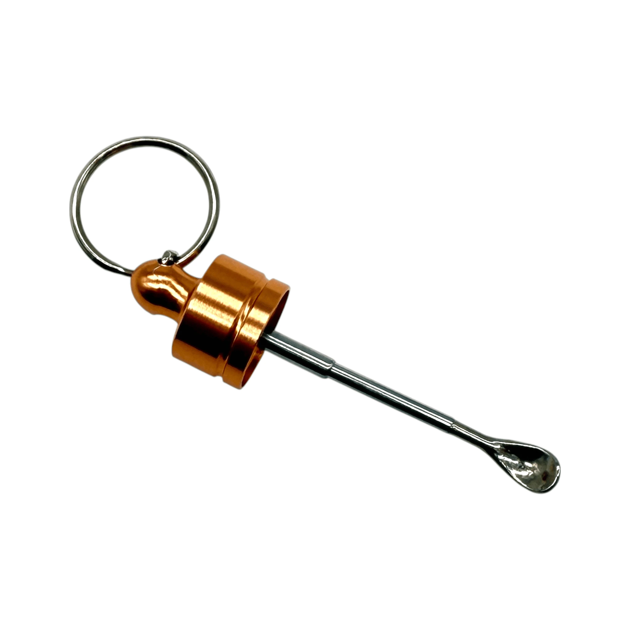 Stabiler Spender mit Teleskoplöffel – Schlüsselanhänger Braun mit Gold oder Rosé-Gold Deckel - from DieBallerei