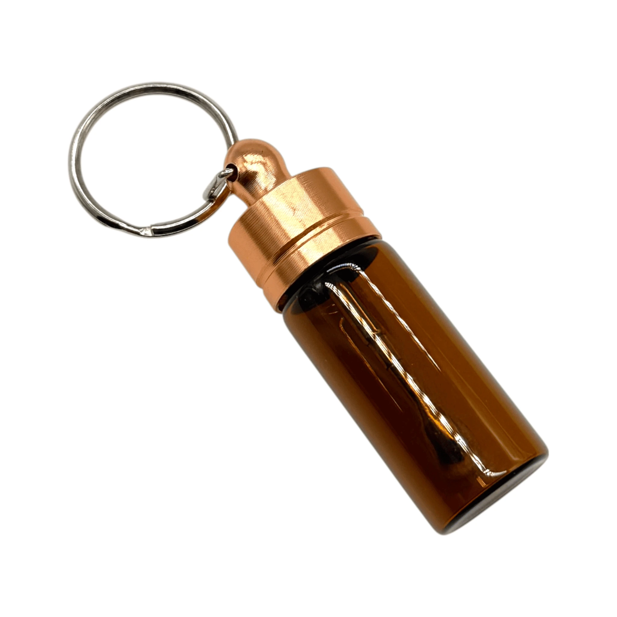 Stabiler Spender mit Teleskoplöffel – Schlüsselanhänger Braun mit Gold oder Rosé-Gold Deckel - from DieBallerei