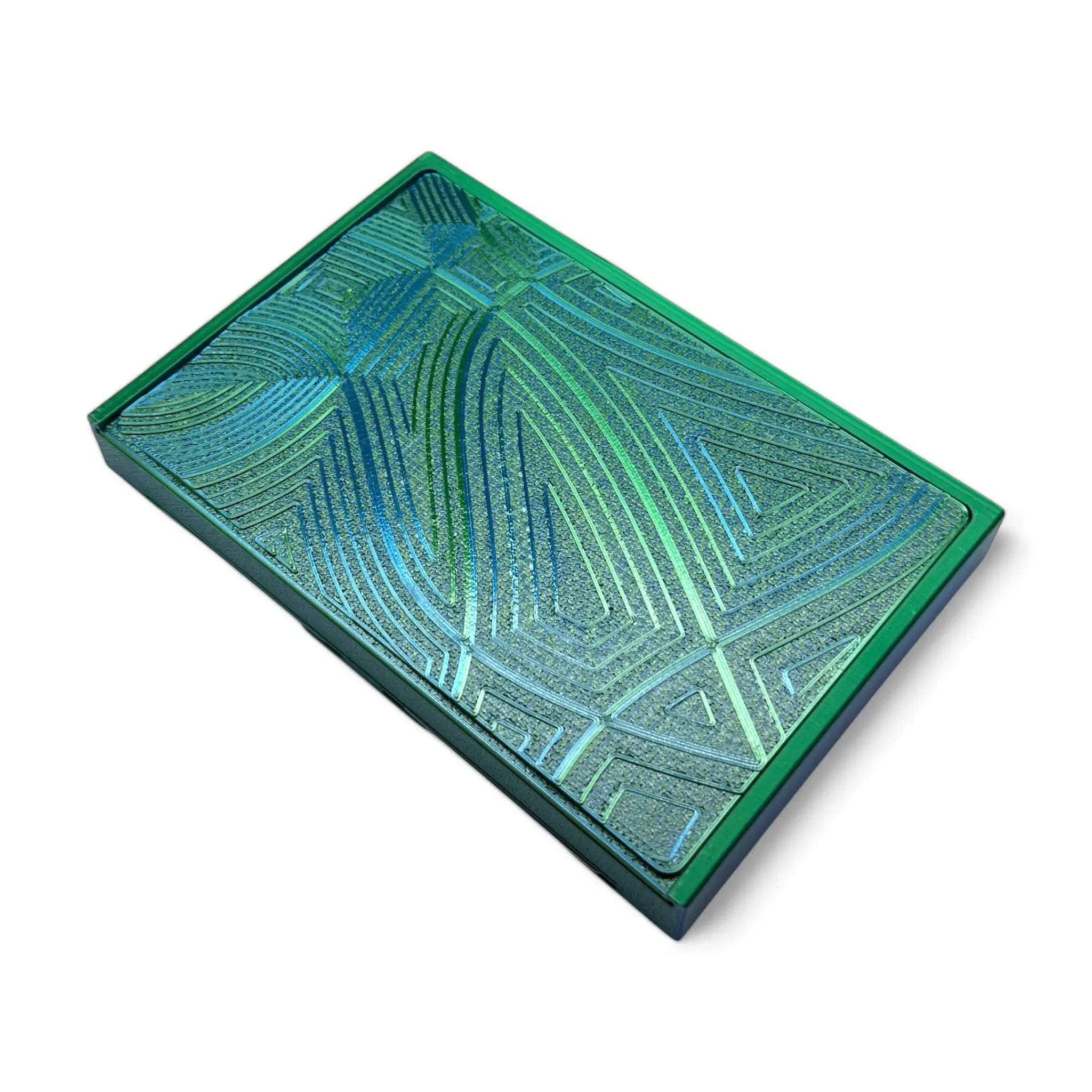 Baller-Box XL Waves of Thought inkl. integriertem Spiegel, 2x Röhrchen und Hack-Karten Blau / Grün - from DieBallerei