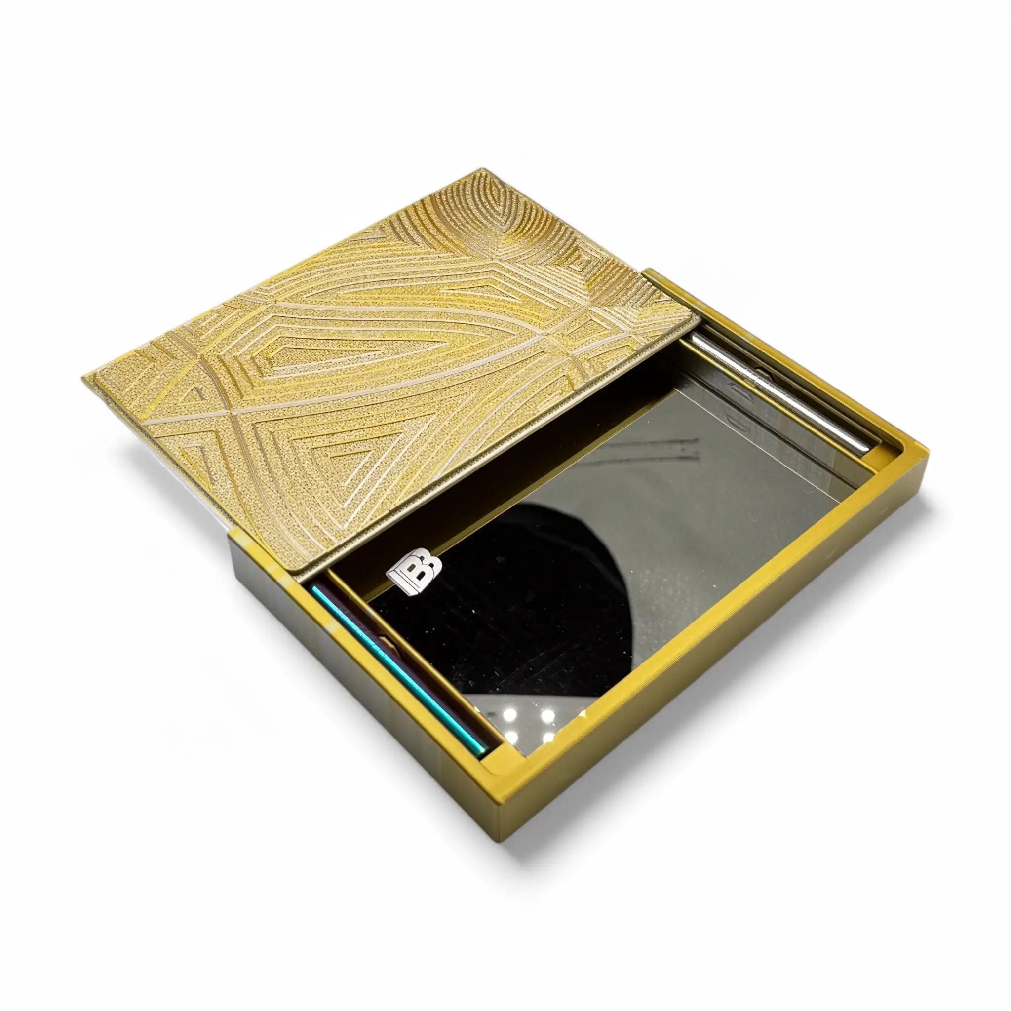 Baller-Box XL Waves of Thought inkl. integriertem Spiegel, 2x Röhrchen und Hack-Karten Gold / Silber - from DieBallerei