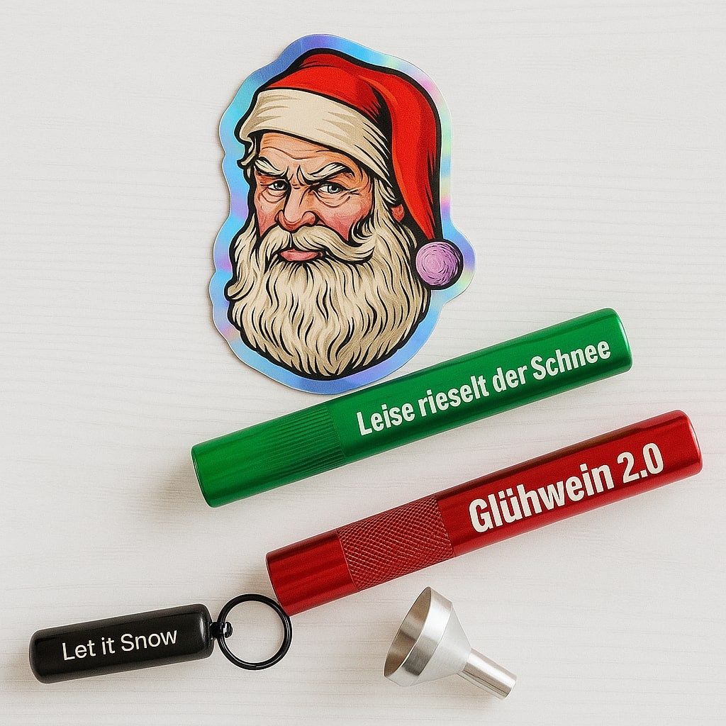 Weihnachts-Partyset - Zip-Beutel - 2x Ziehröhrchen - Aufbwahrungsbox & Mini Trichter