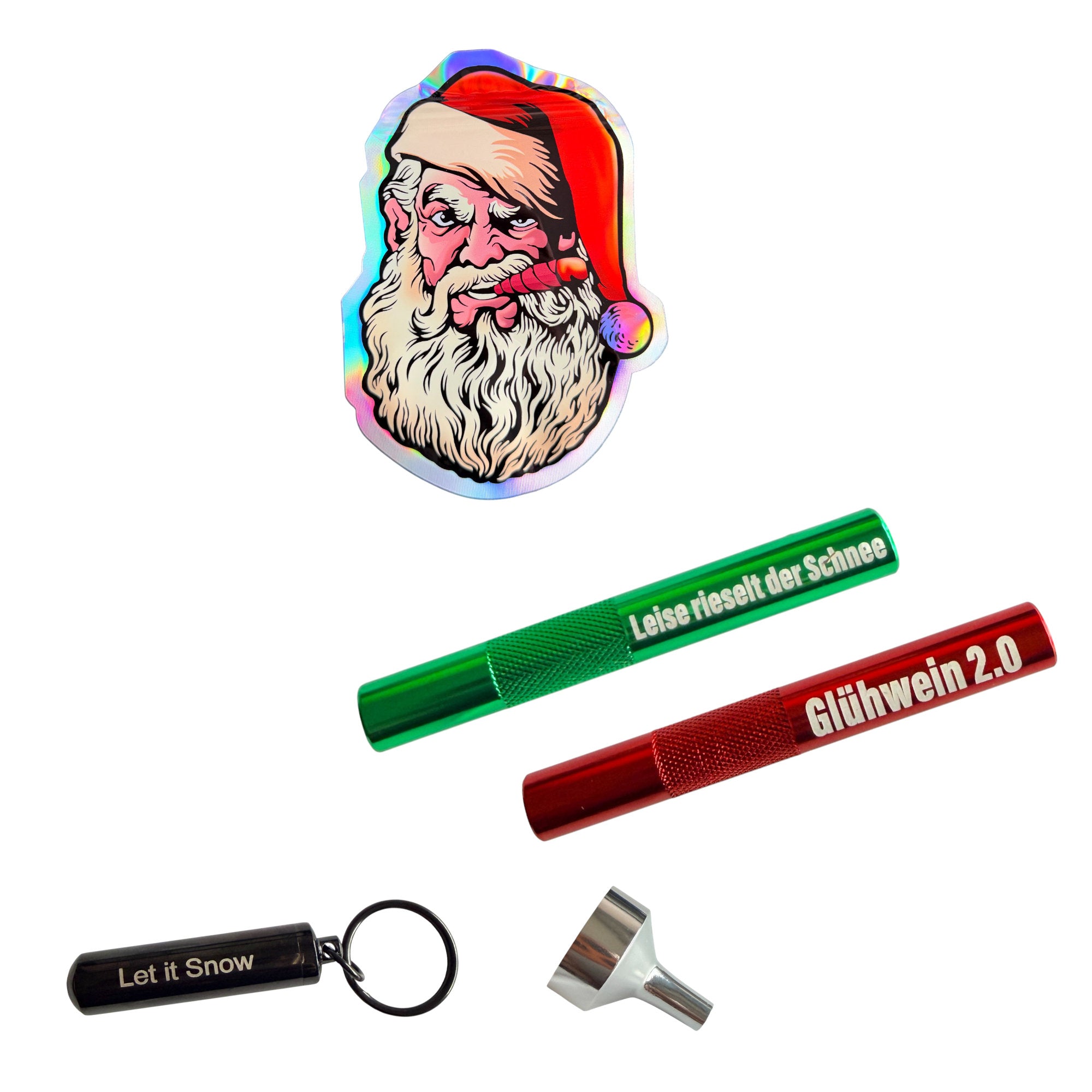 Weihnachts-Partyset - Zip-Beutel - 2x Ziehröhrchen - Aufbwahrungsbox & Mini Trichter