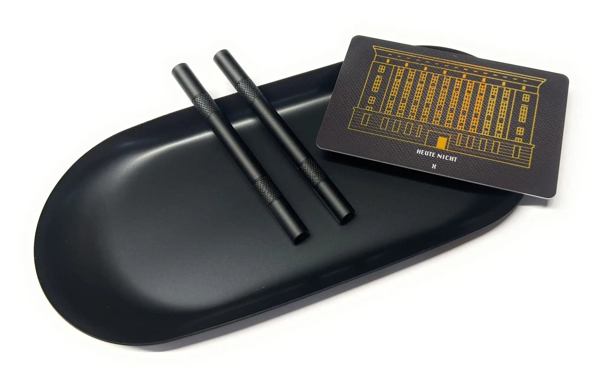 SET „Black Matt Berghain“ – Hack-Karte, Ziehröhrchen & Metall-Unterlage - from DieBallerei