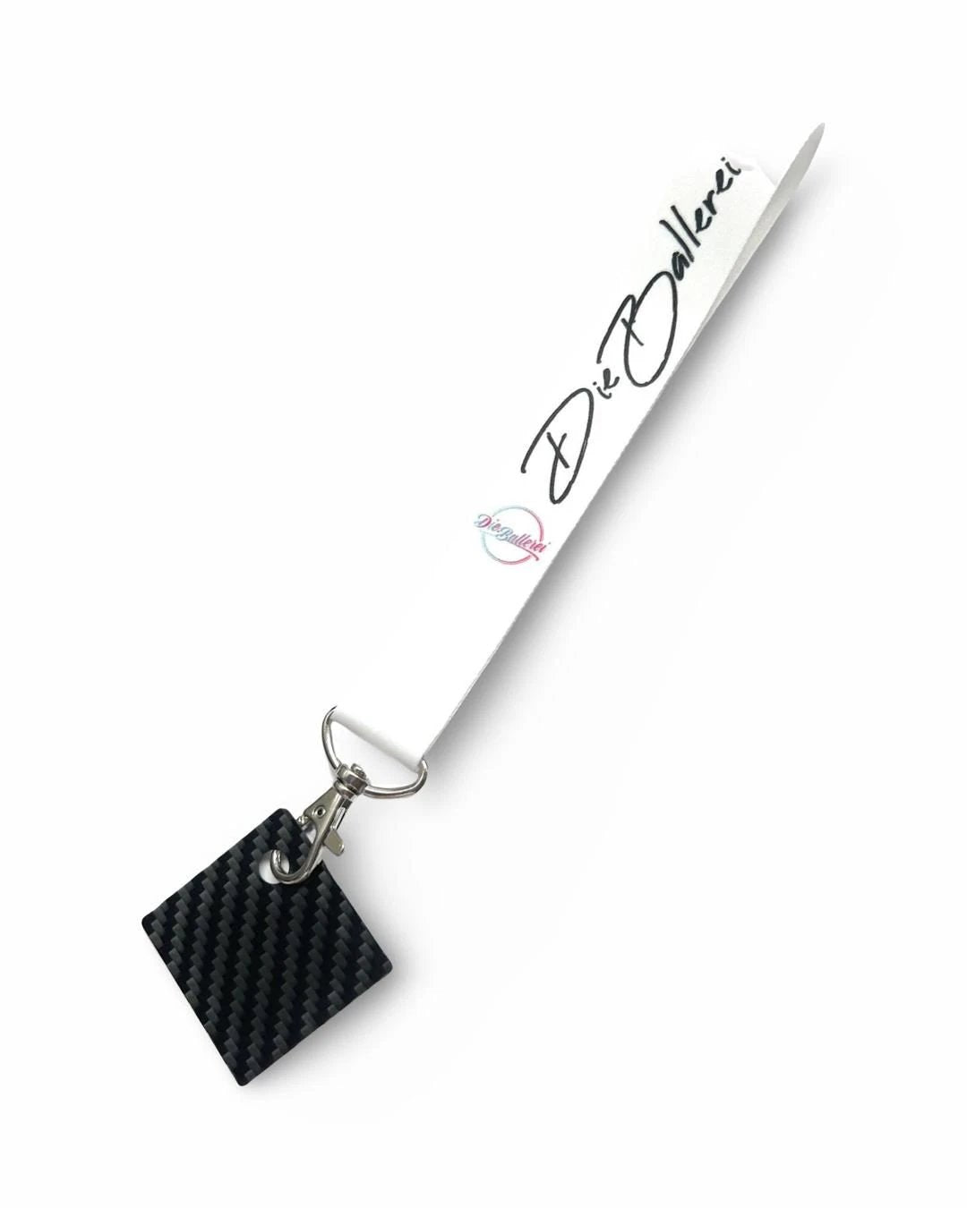 Mini Hack-Karte aus Carbon mit „Die Ballerei“ Schlüsselband - from DieBallerei