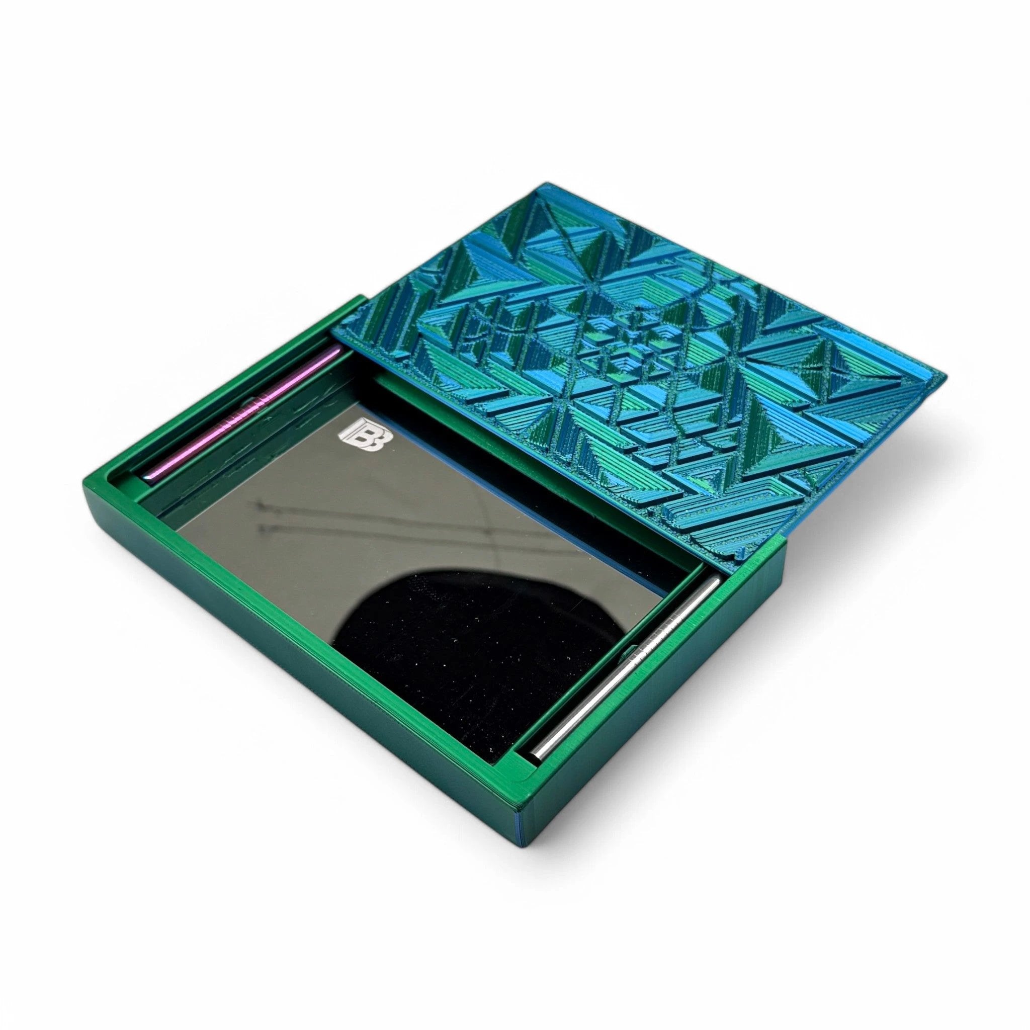 Baller-Box XL Brainbug inkl. integriertem Spiegel, 2x Röhrchen und Hack-Karten Blau / Grün - from DieBallerei