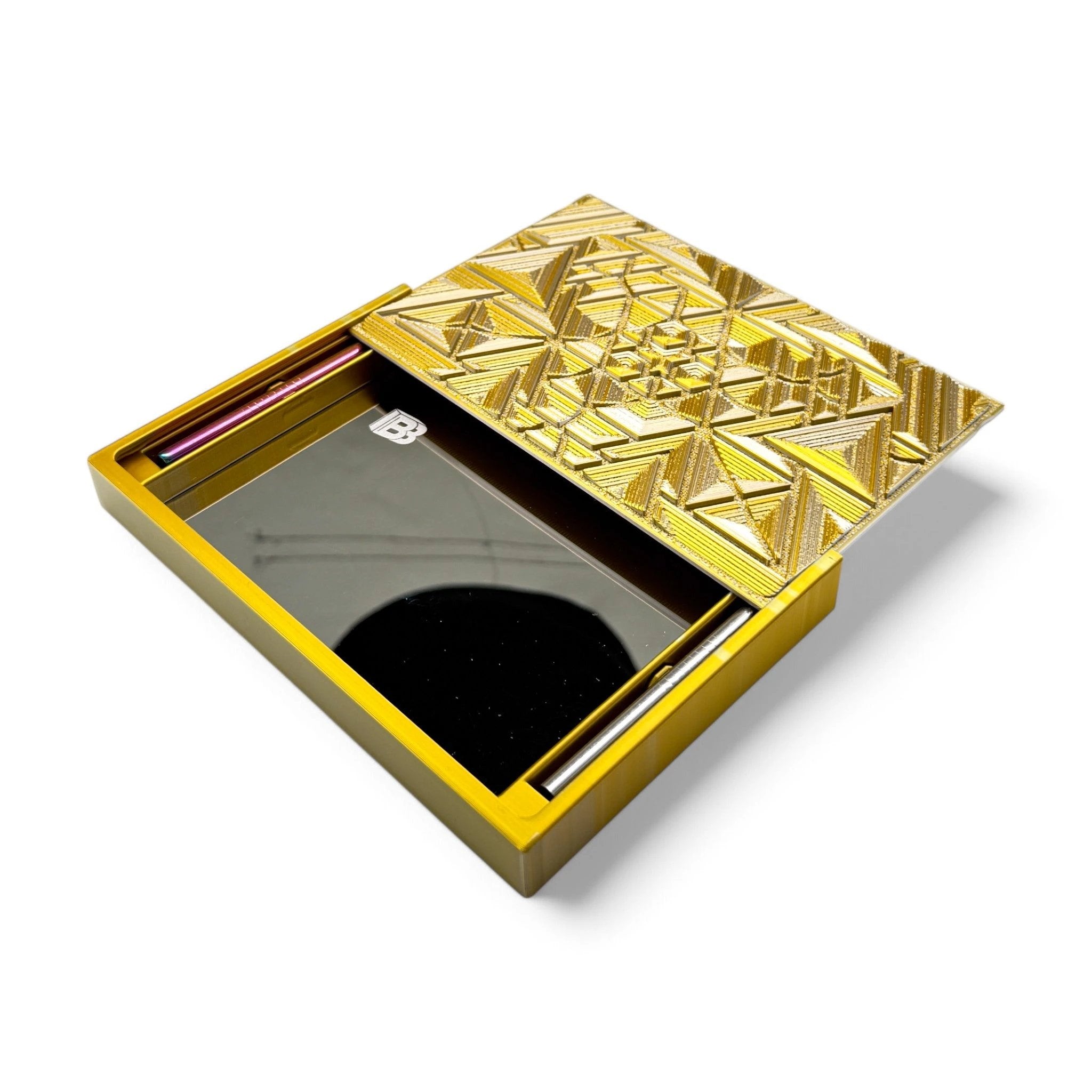 Baller-Box XL Brainbug inkl. integriertem Spiegel, 2x Röhrchen und Hack-Karten Gold / Silber - from DieBallerei