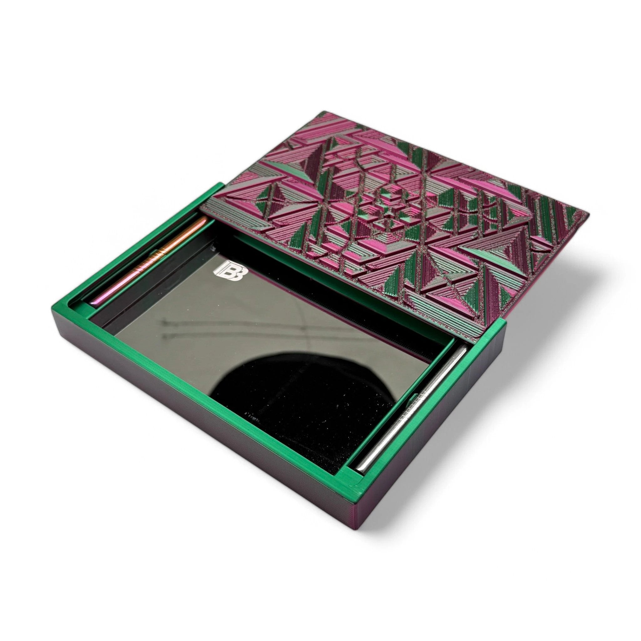 Baller-Box XL Brainbug inkl. integriertem Spiegel, 2x Röhrchen und Hack-Karten Rot / Grün - from DieBallerei