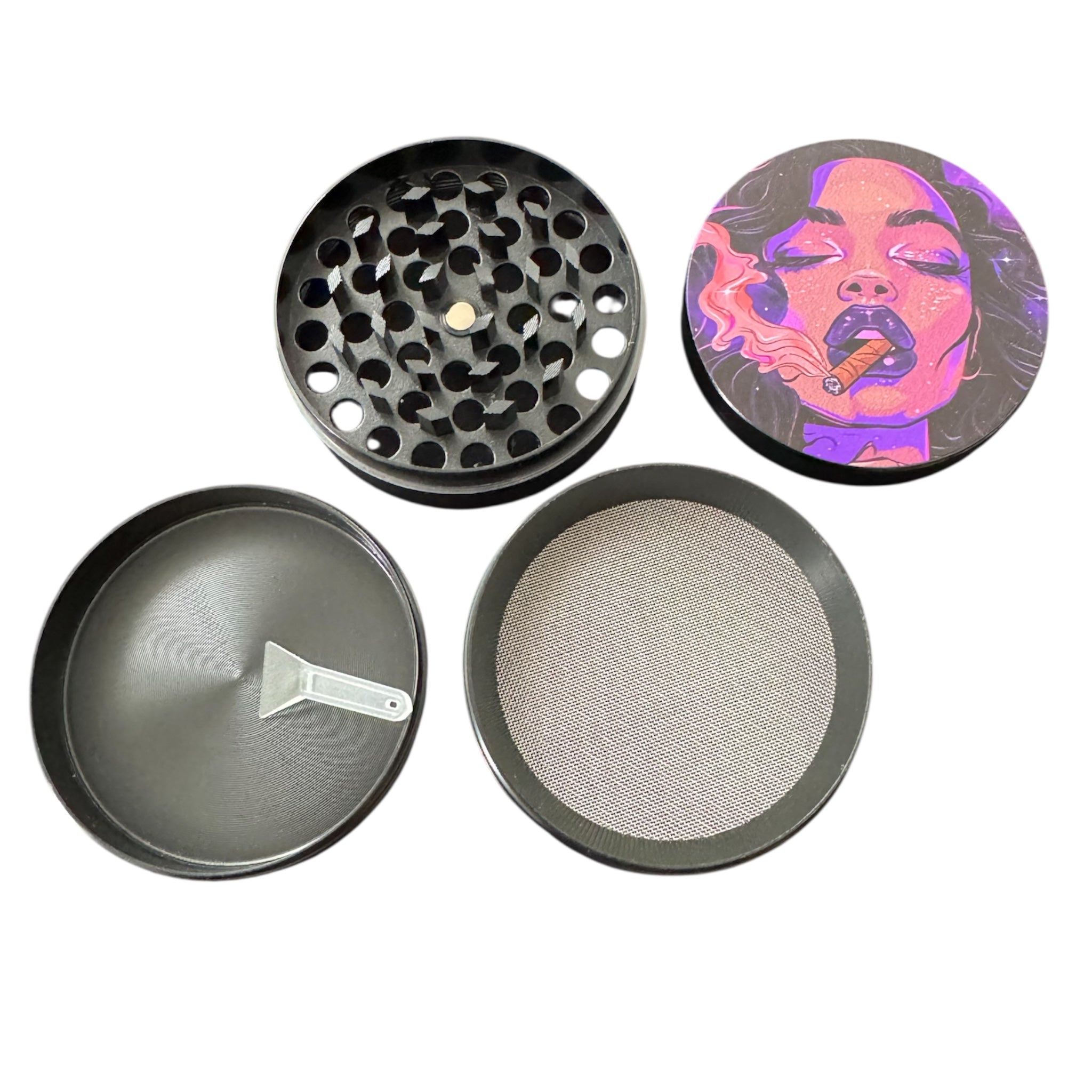 XXL 4-teiliger Metallgrinder mit sexy Artwork – 63 mm | 40 mm