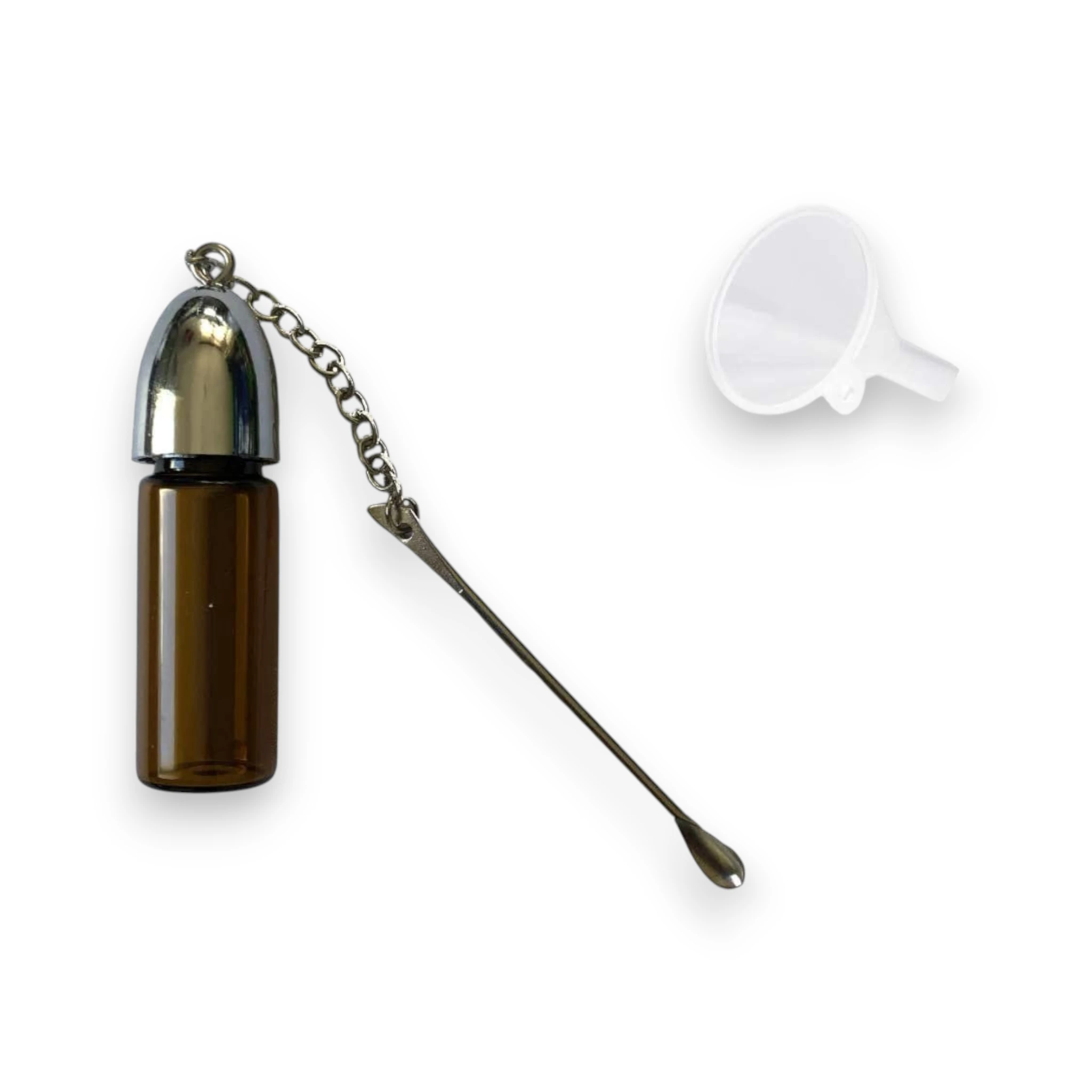 Spender/ Portionierer aus Glas mit Löffel inkl. Trichter (53mm / braun) - from DieBallerei