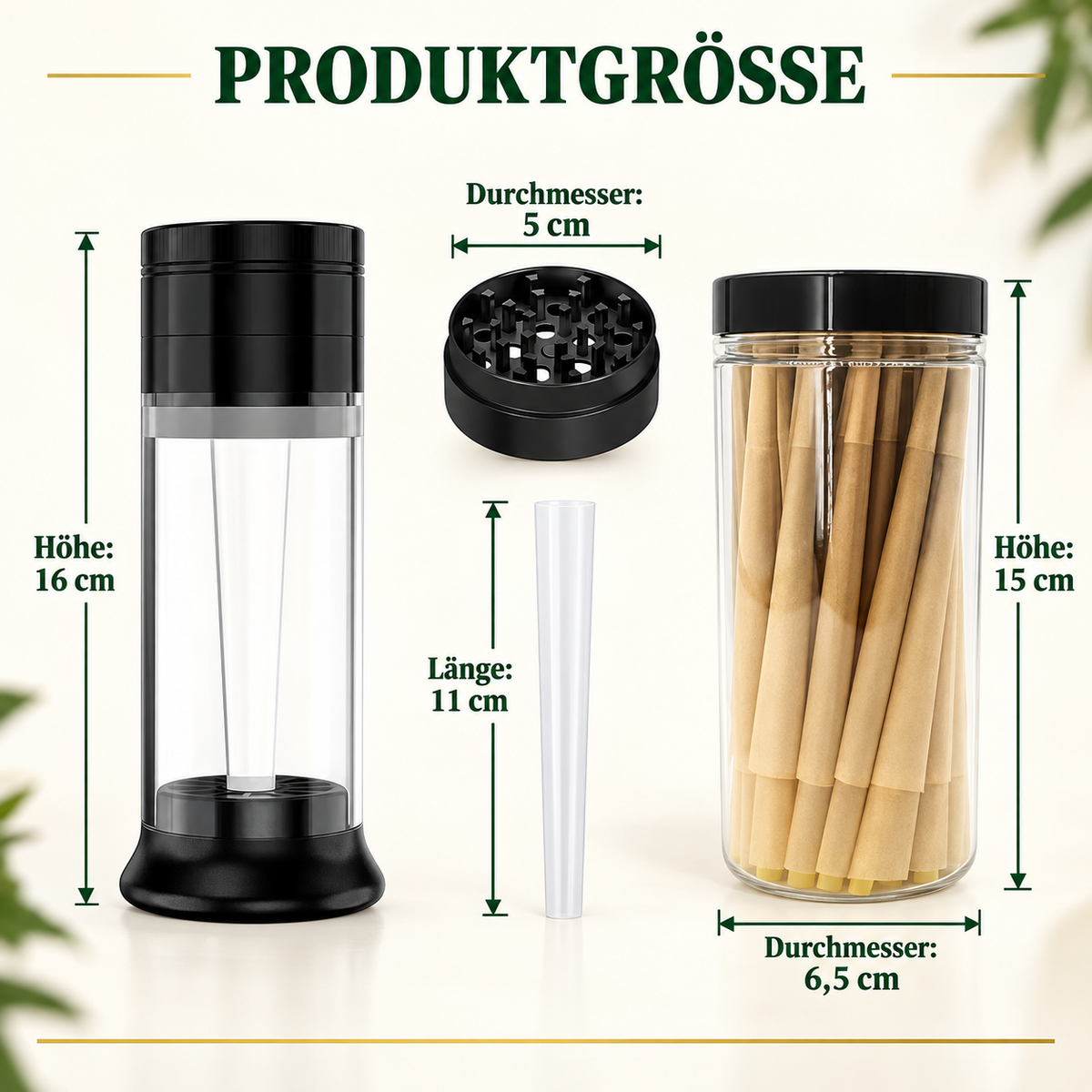 Grinder, Hülsenfüller und Aufbewahrungsbehälter in einem Gerät