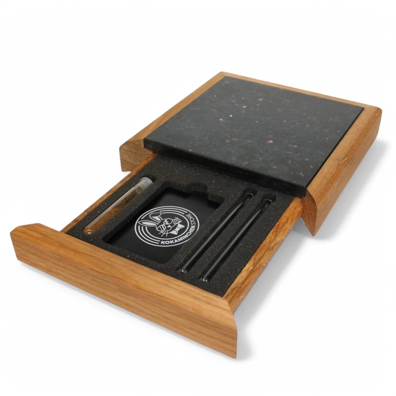 Kokaninchen Granit Untersetzer "GoldenGalaxy" hochwertige Aufbewahrungsschublade, Tassenuntersetzer, hochwertige Granitplatte - from DieBallerei