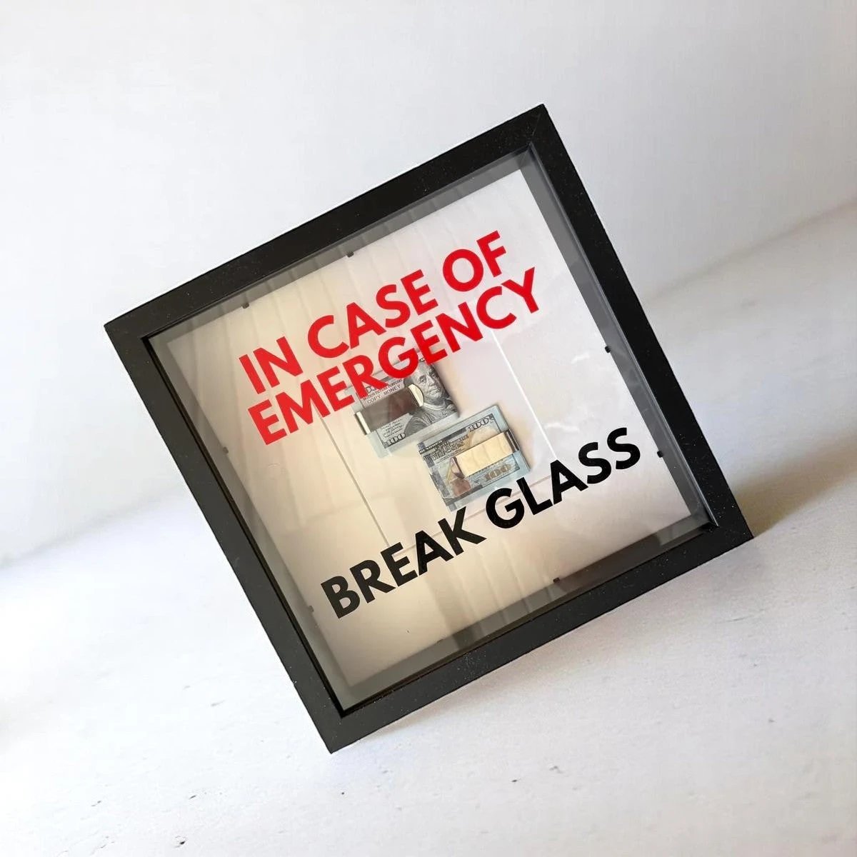 In Case of Emergency Break Glass – Wandbild mit DOLLAR-Scheinen in schwarz - from DieBallerei