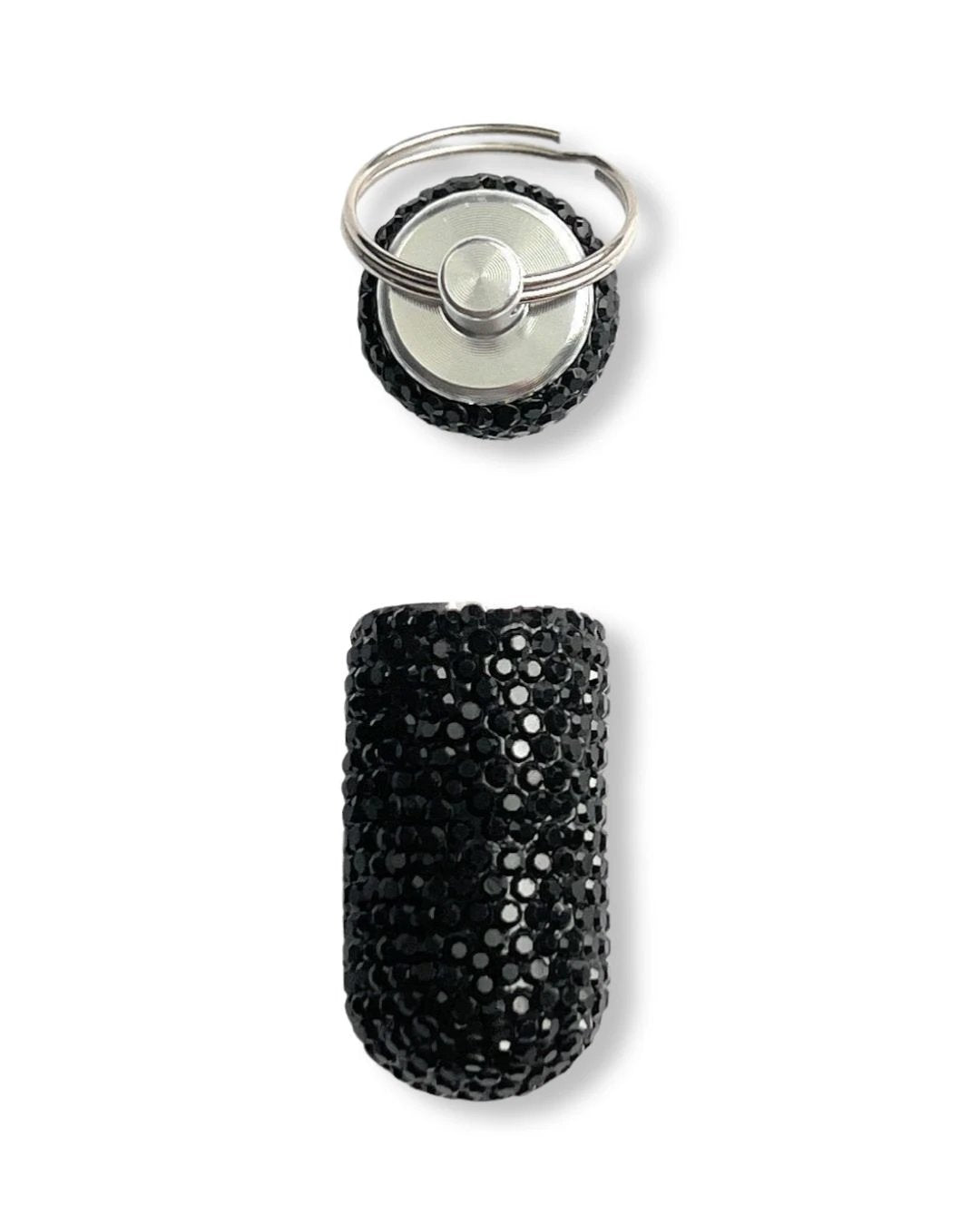 Elegante Aluminium-Pillenbox mit Strass – Schwarz - Stylisch & diskret! - from DieBallerei