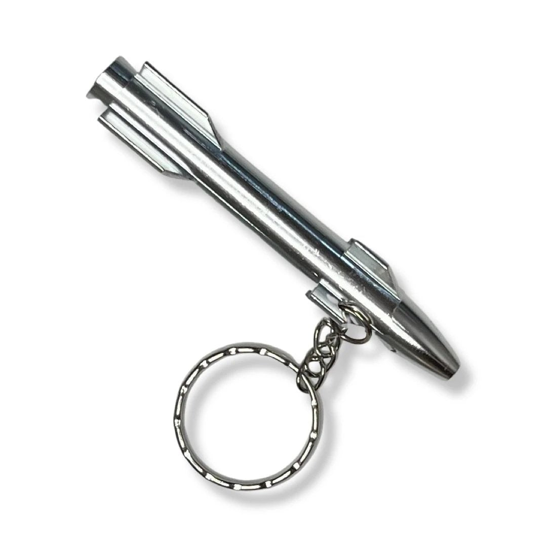 Aluminium Ziehröhrchen im Raketen-Design mit Schlüsselanhänger – Silber - from DieBallerei