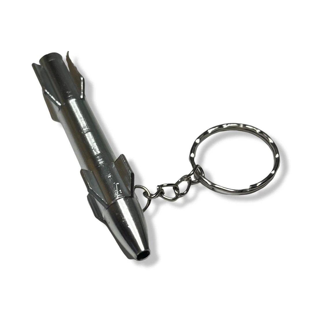 Aluminium Ziehröhrchen im Raketen-Design mit Schlüsselanhänger – Silber - from DieBallerei