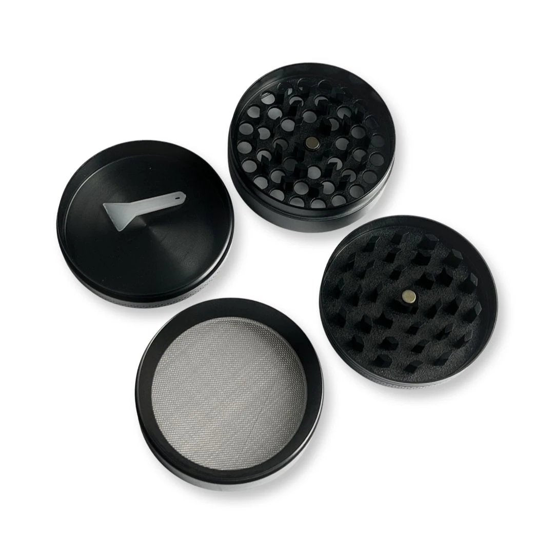 XXL Grinder Schwarz (63mm) – 4-teilige Aluminium Mühle mit Magnetdeckel - from DieBallerei