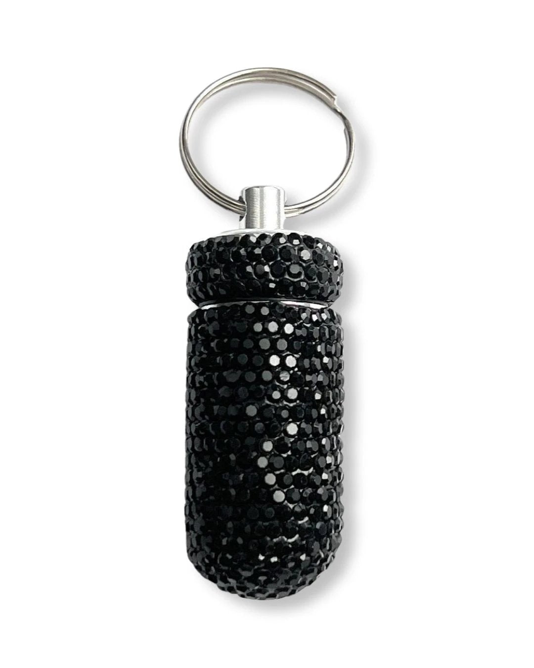Elegante Aluminium-Pillenbox mit Strass – Schwarz - Stylisch & diskret! - from DieBallerei