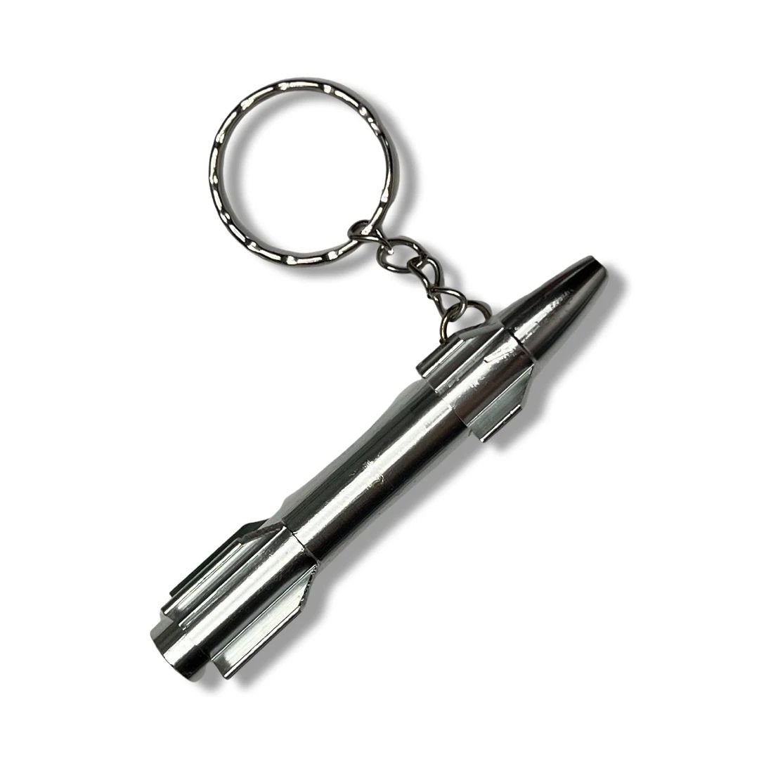 Aluminium Ziehröhrchen im Raketen-Design mit Schlüsselanhänger – Silber - from DieBallerei
