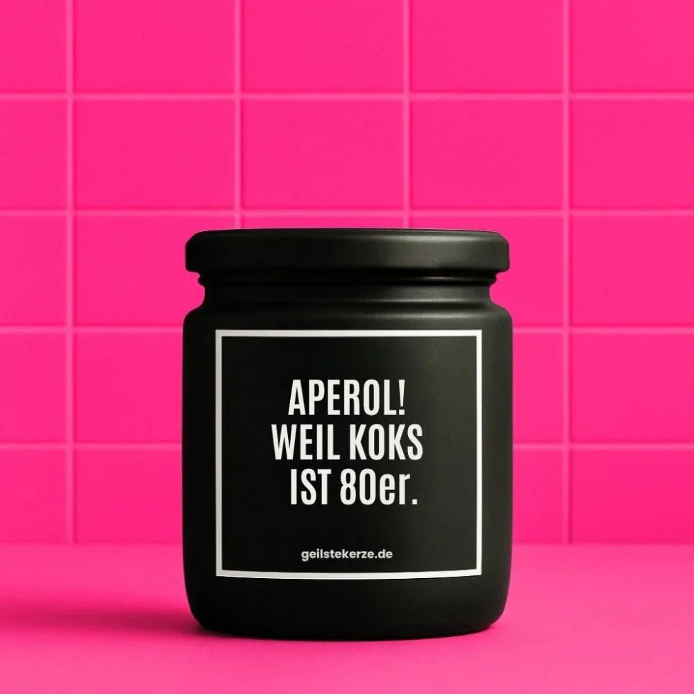 Duftkerze „APEROL! WEIL KOKS IST 80er.“ von geilstekerze – Ansicht 1