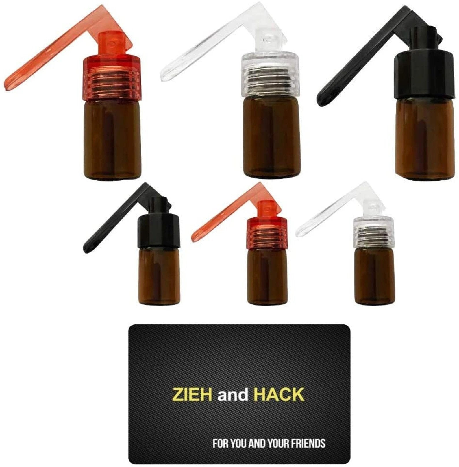6x Spender mit Löffel (braune Fläschchen mit gemischten Deckeln) inkl. Zieh-und-Hack-Karte - from DieBallerei