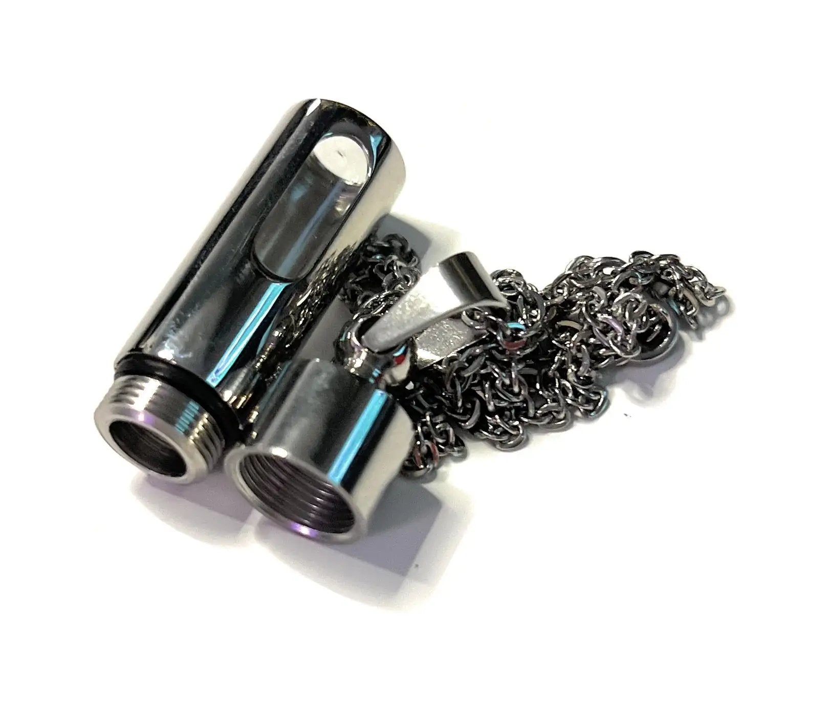 Edle Halskette mit verschließbarer Pillenbox – Silber Transparent - from DieBallerei