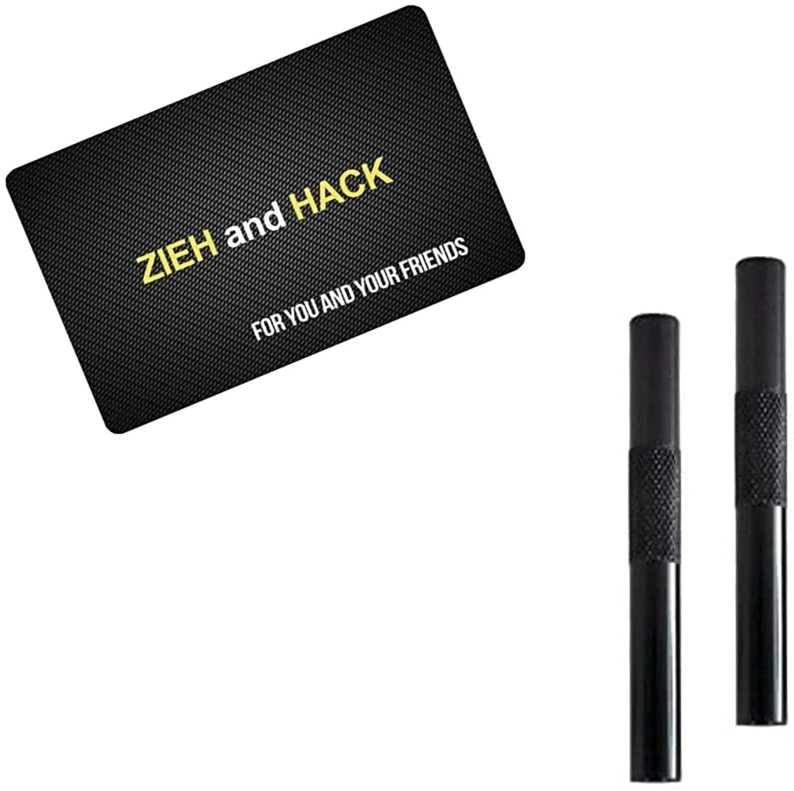 Röhrchen-Set – 2x Aluminium (Schwarz, 70mm) mit Grip & Zieh-und-Hack-Karte - from DieBallerei