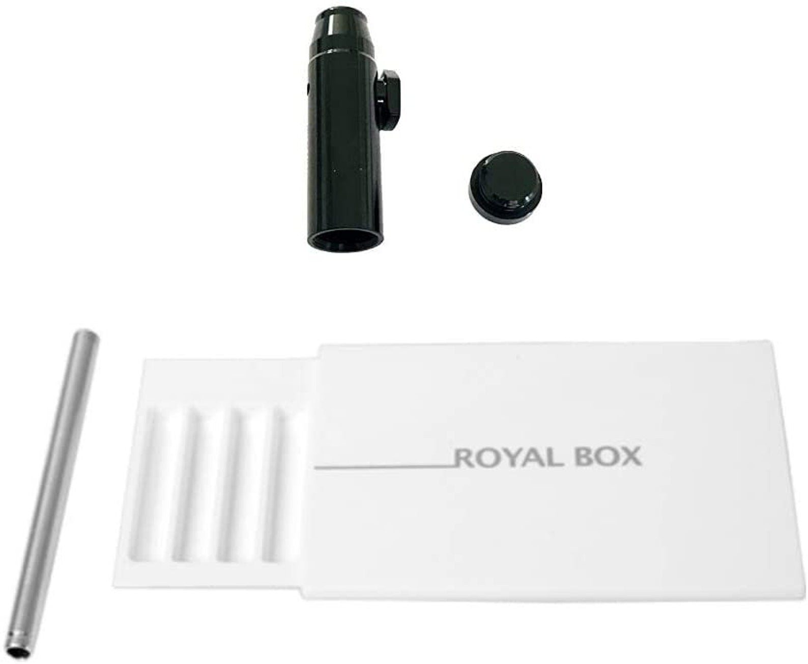 Royal Box including integrated tube plus free dispenser for snuff Sniff  Snuff dispenser for on the go in black